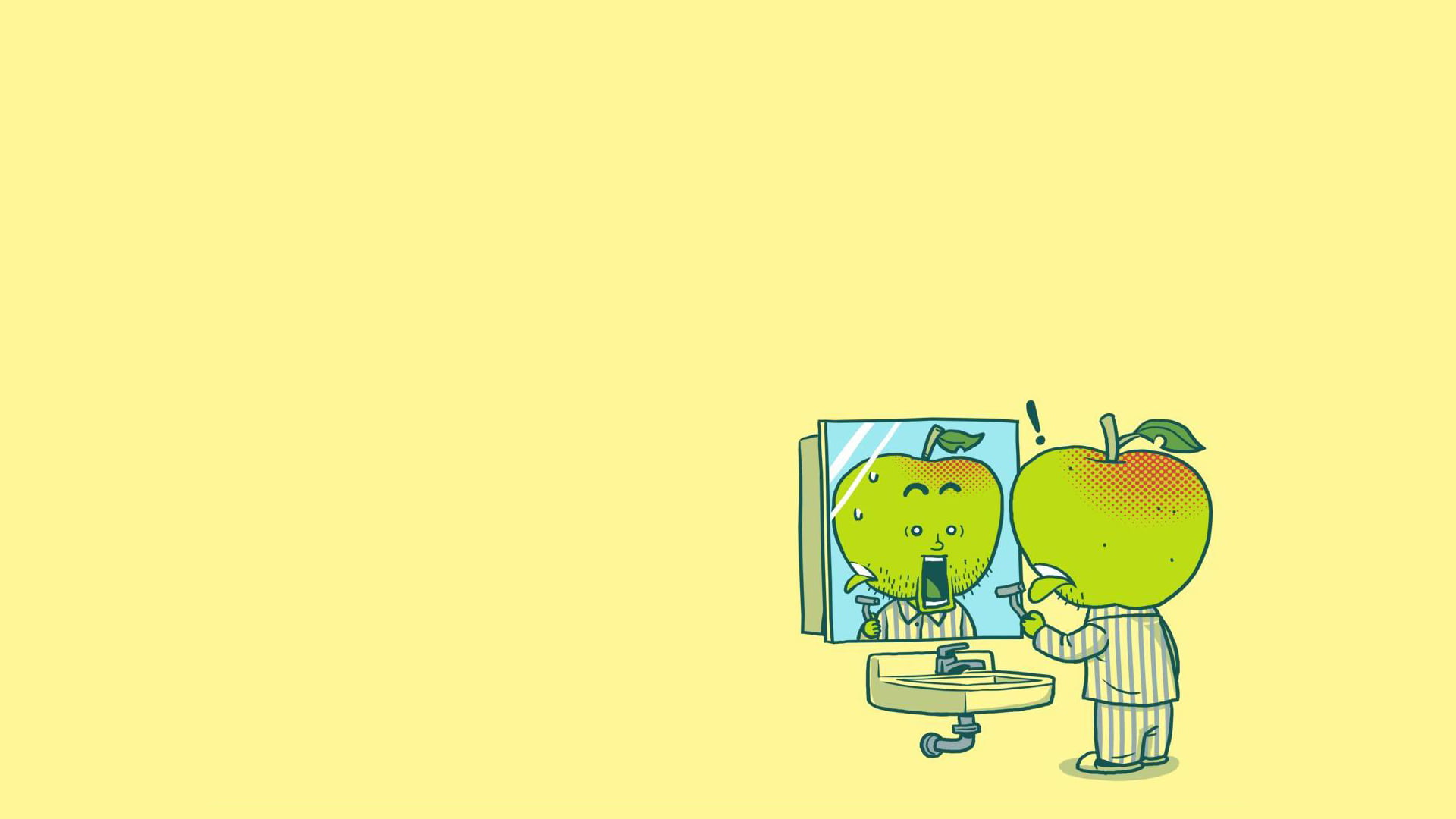 1080P, indoors, Apple, head, cut, copy space, illustration, horror, communication, sink, razor, digital composite, close-up, studio shot, alarm clock, HD Wallpaper