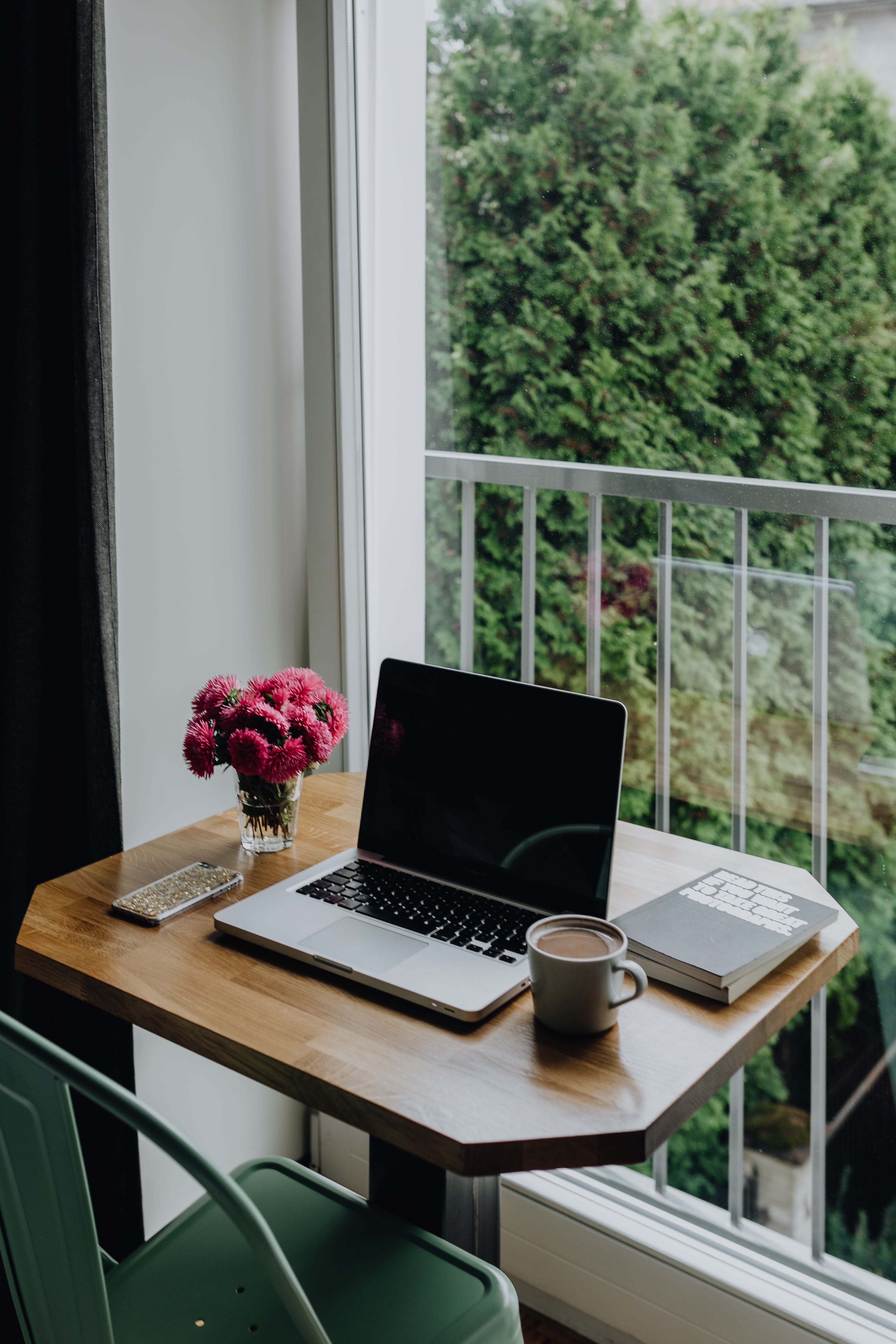 plant, glass - material, businesswoman, flower, table, coffee, home office, study, creative, flowering plant, girl boss, laptop, wireless technology, desk, Phone HD Wallpaper