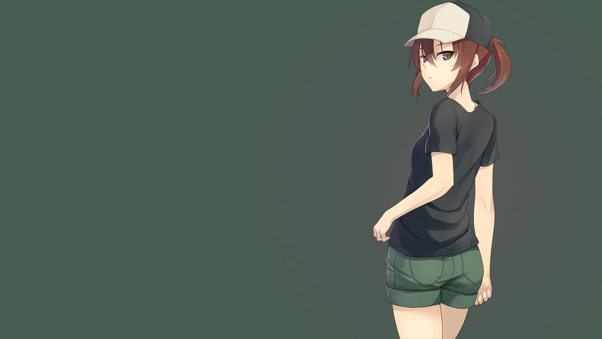 business, businesswoman, three quarter length, looking, females, anime, 1080P, brunette, fashion, young women, Misaka Mikoto, adult, green background, HD Wallpaper