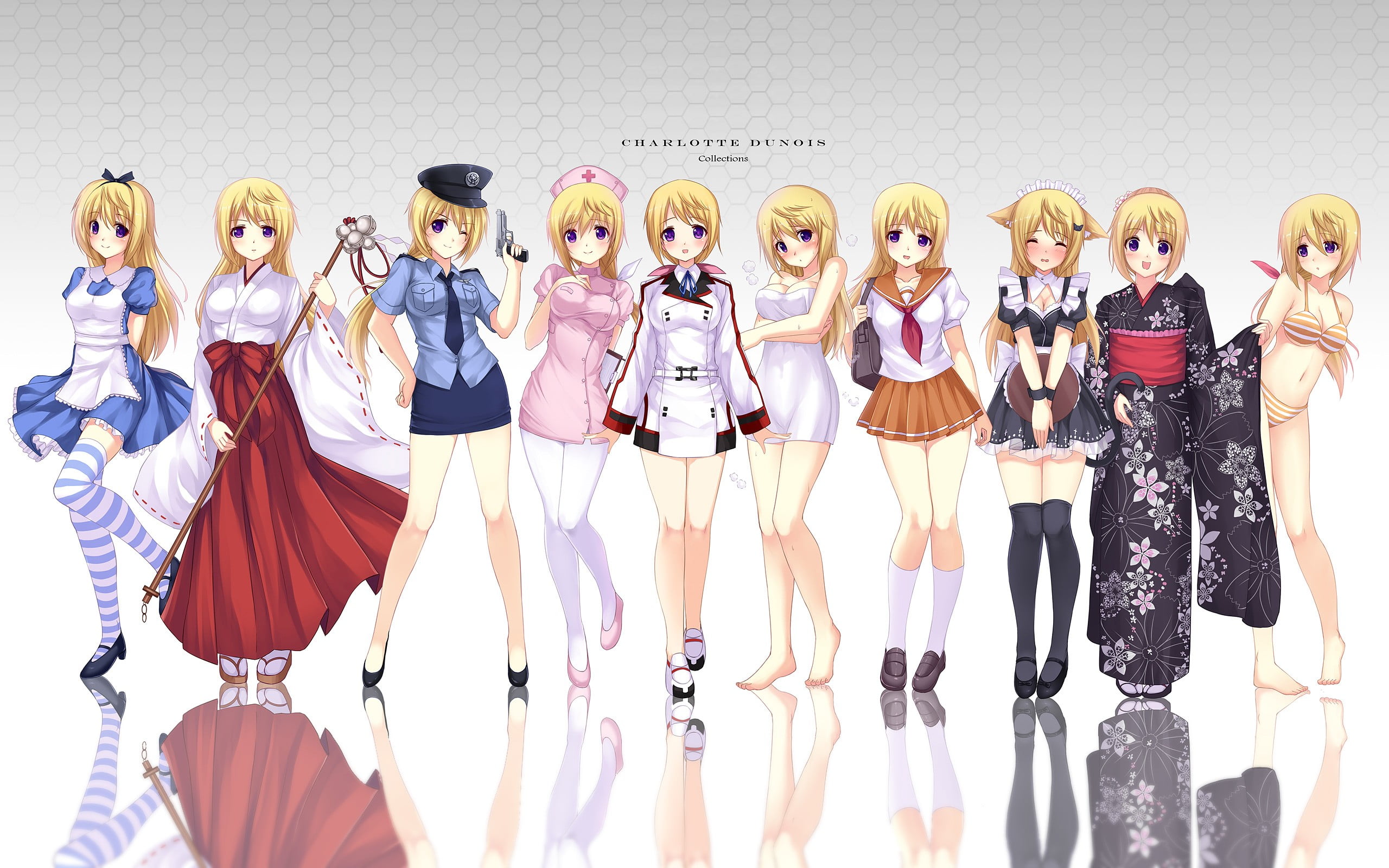 anime girls, male likeness, white background, beauty, variation, Infinite Stratos, human representation, blonde, representation, Dunois Charlotte, clothing, HD Wallpaper