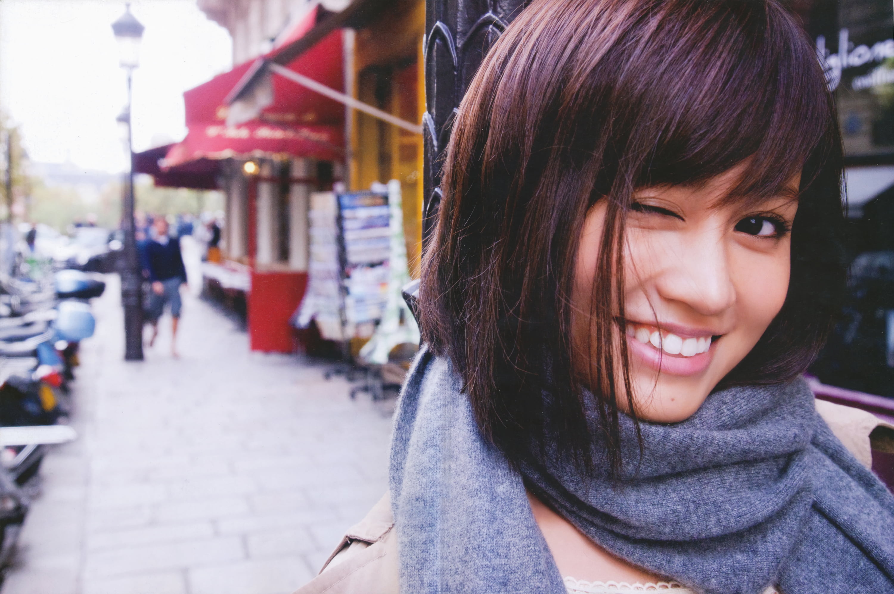 cheerful, portrait, asian Ethnicity, chinese Ethnicity, east Asian Culture, atsuko maeda, beijing, females, looking At Camera, women, 2K, japan, s, scarf, HD Wallpaper