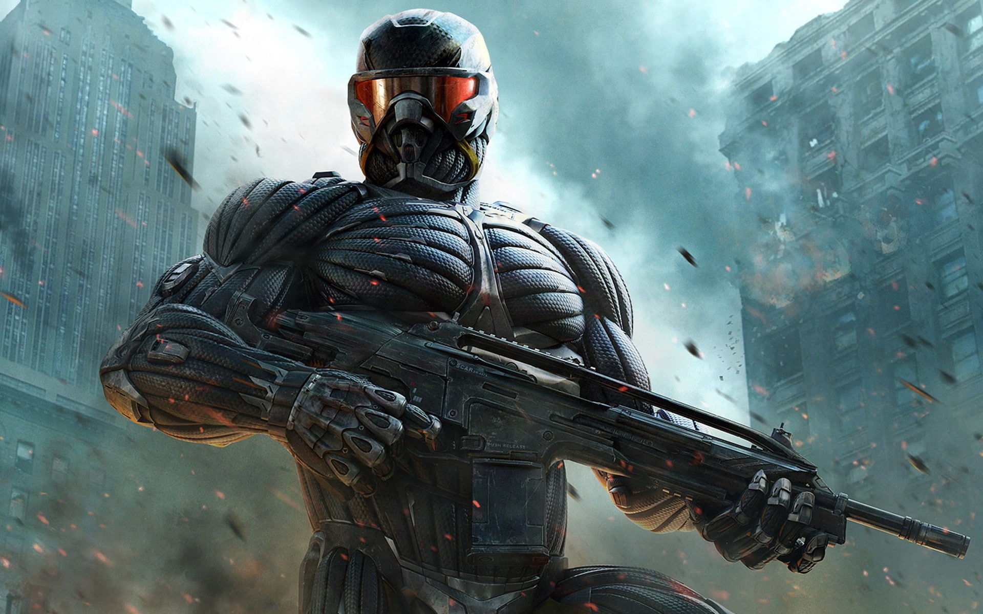 future, costume, robot, crysis, game, gunner, 1080P, action, HD Wallpaper