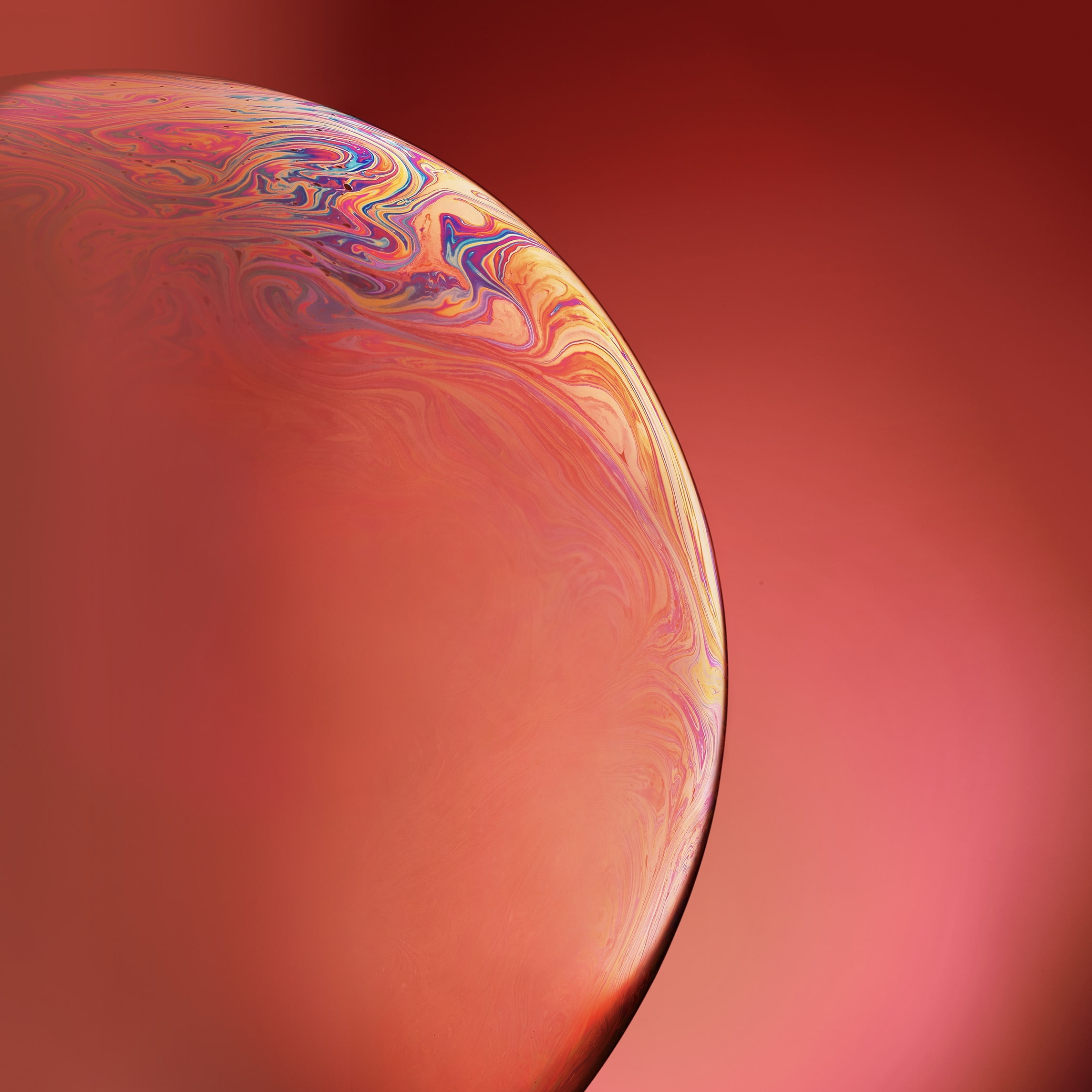 iOS 12, Planet, iPhone XR, Earth, Stock, Bubble, 1080P, Orange, HD, Phone HD Wallpaper