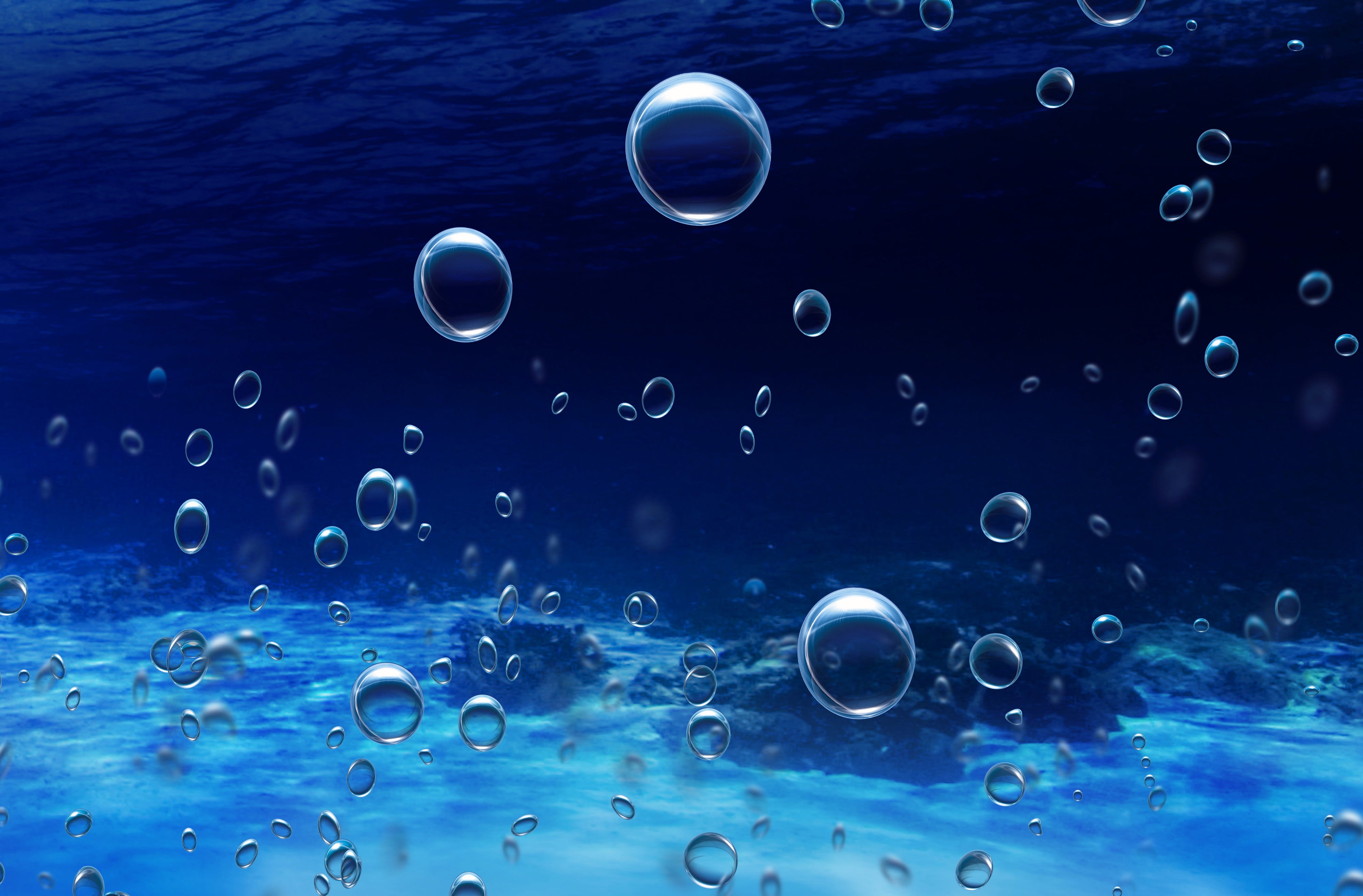 pattern, shape, transparent, nature, 4K, texture, sea, background, blue, water, abstract, aquatic, sphere, purity, backgrounds, outdoors, motion, circle, HD Wallpaper
