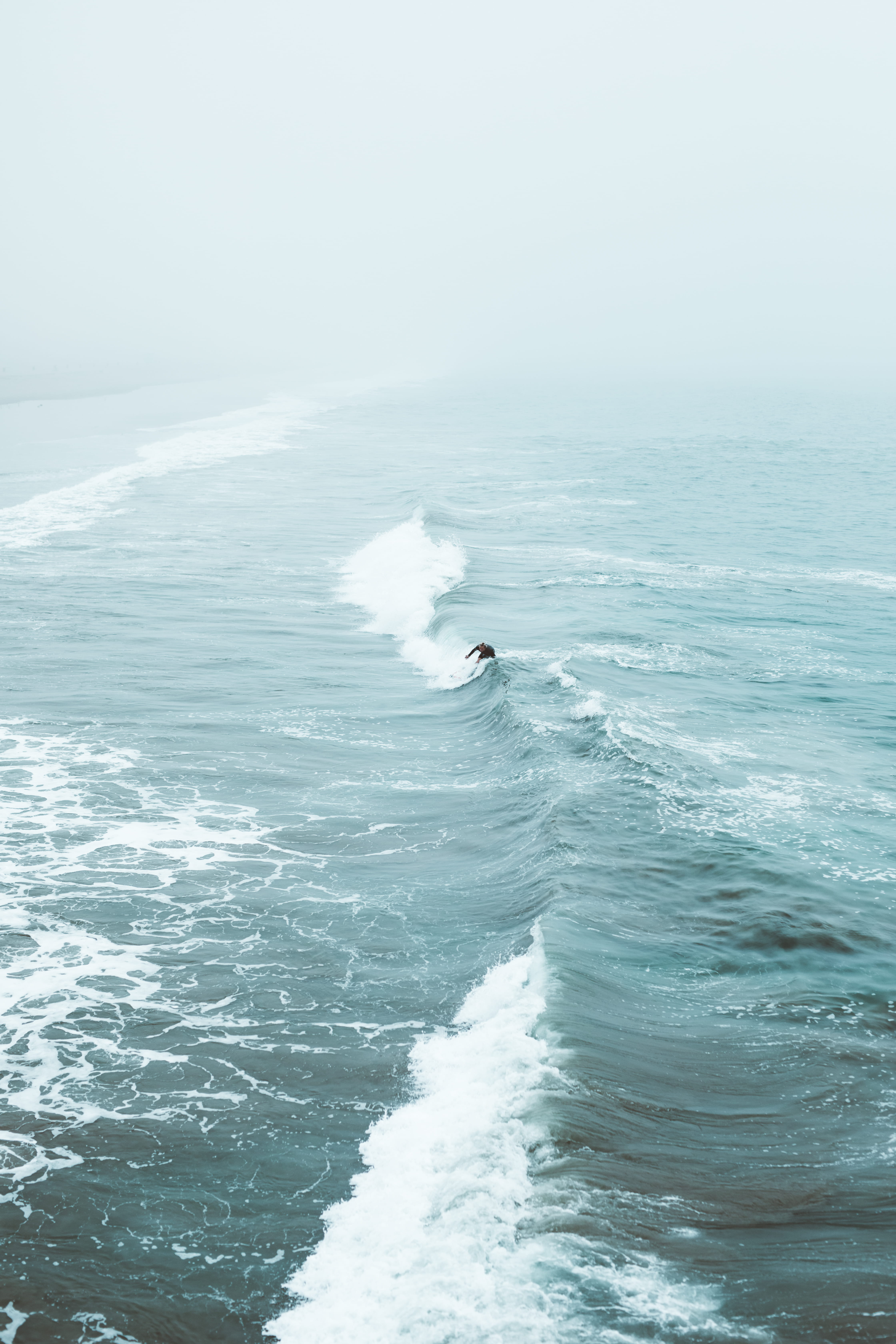 nature, misty, surfing, horizon over water, beach, person, day, coastal, sea, wave, ocean, surf trip, waterfront, power in nature, surf, scenics - nature, Phone HD Wallpaper