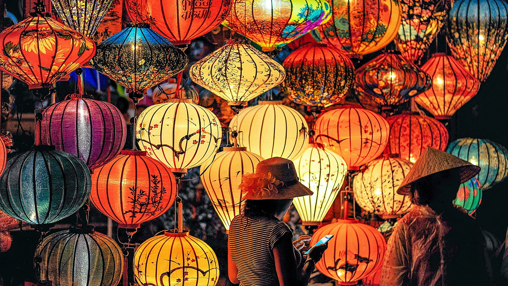 side by side, tradition, mid autumn festival, large group of objects, pattern, 1080P, festival, event, choice, celebration, lanterns, market, variation, HD Wallpaper