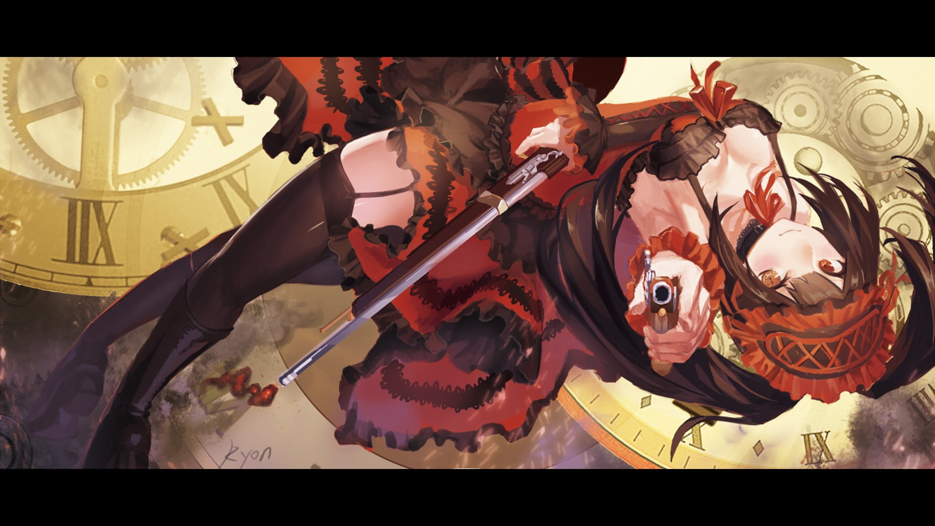 Tokisaki Kurumi, transfer print, high angle view, clothing, real people, auto post production filter, arts culture and entertainment, 1080P, artwork, traditional clothing, HD Wallpaper