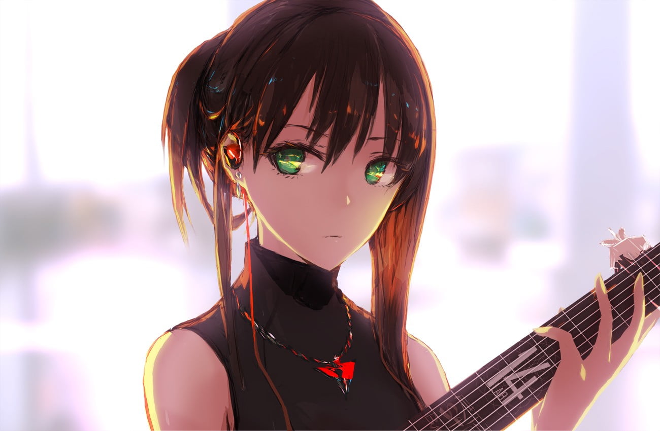 guitar, headshot, musical, women, one person, day, lifestyles, insutrument, digital, focus on foreground, looking at camera, outdoors, front view, HD Wallpaper