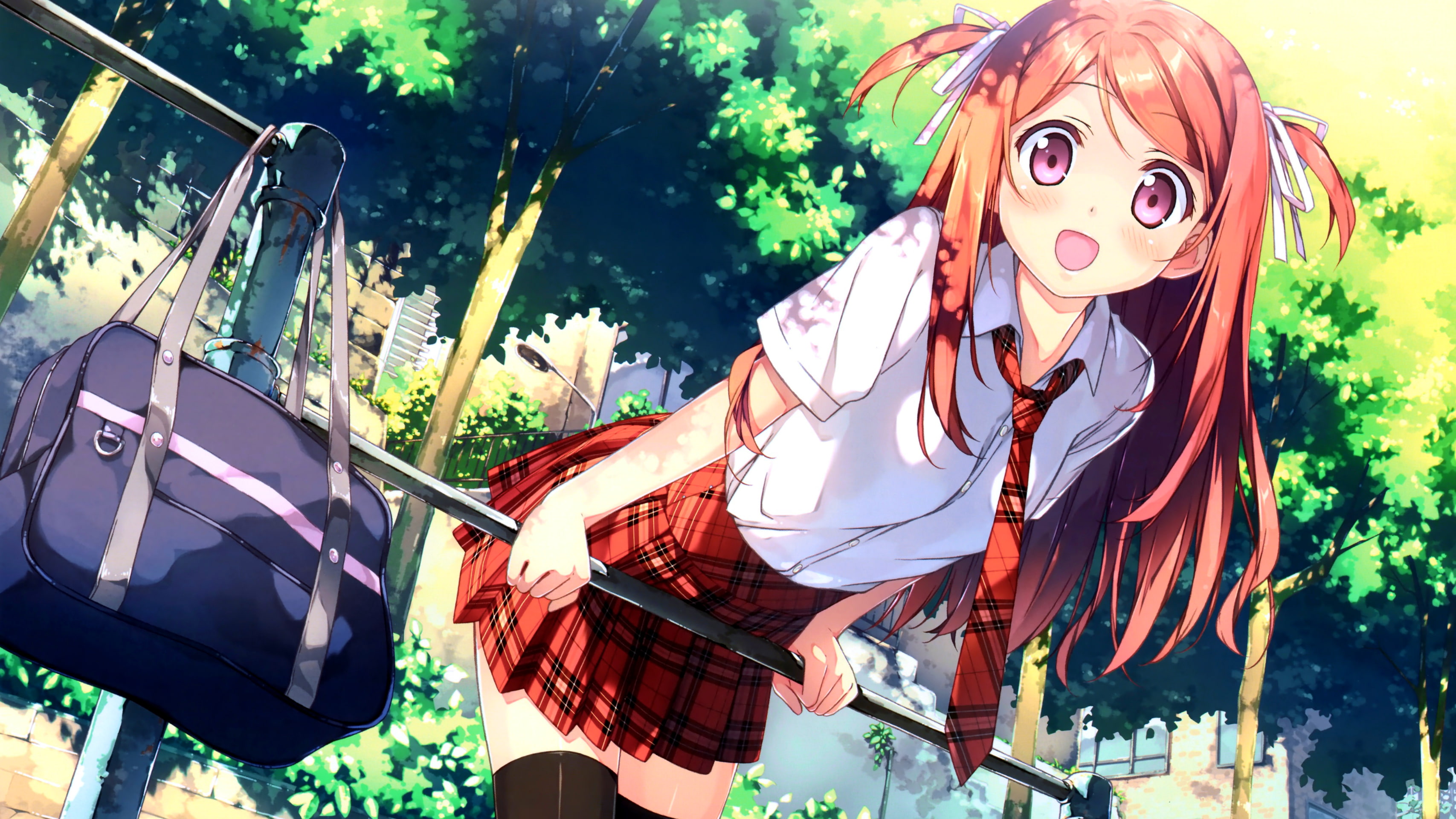 2K, redhead, Kurumi (Kantoku), schoolgirl, Check×Check, HD Wallpaper