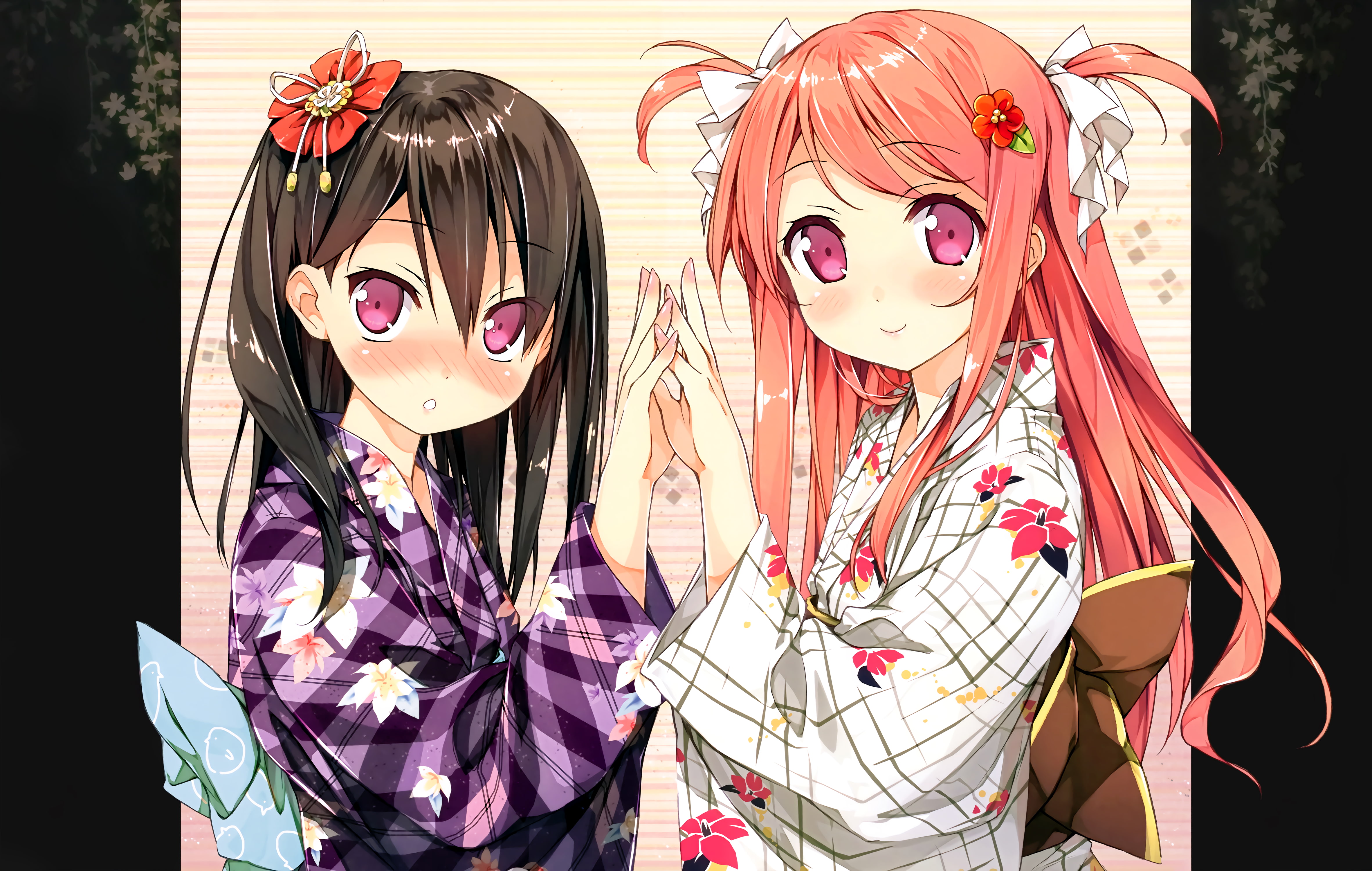 indoors, anime girls, representation, front view, mask, fashion, young women, women, 4K, creativity, make-up, adult, beautiful woman, portrait, yukata, HD Wallpaper