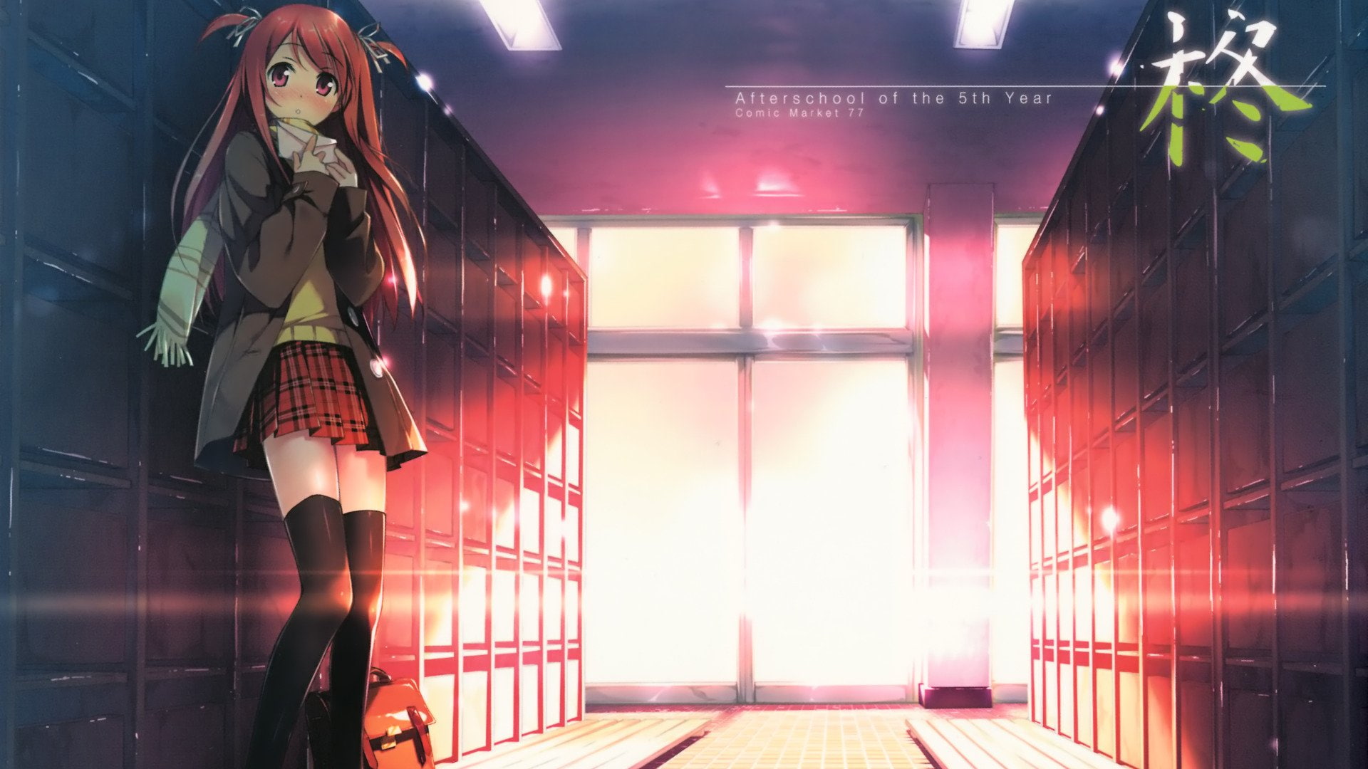 highs, 1080P, kantoku, original, characters, anime, artist, thigh, kurumi, uniforms, skirts, school, girls, HD Wallpaper