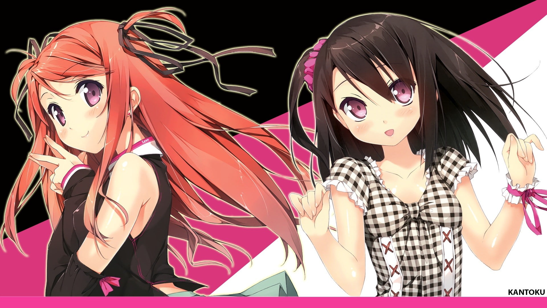 shizuku, short, 1080P, black, long, kurumi, purple, kantoku, eyes, artist, hair, redheads, HD Wallpaper
