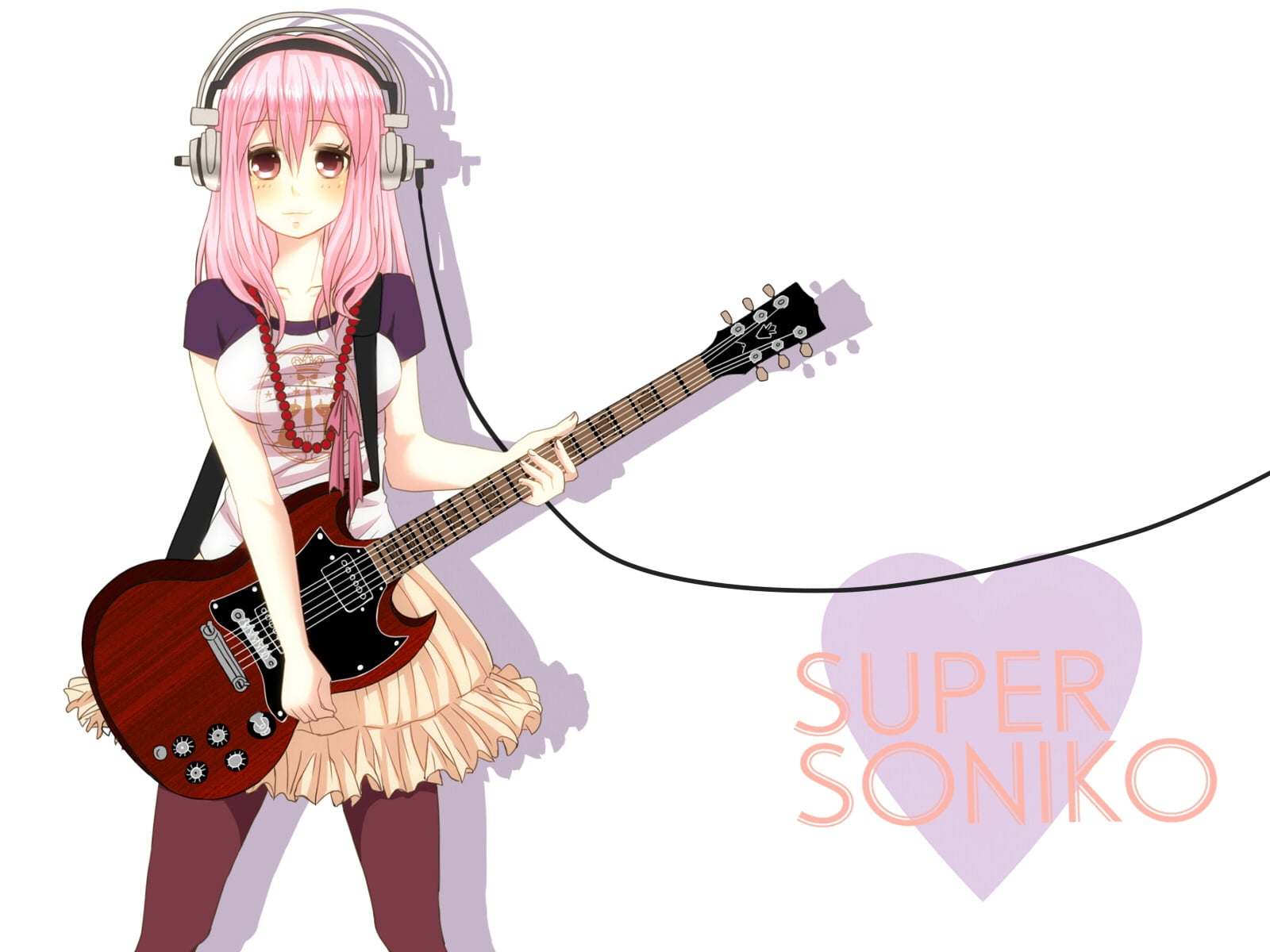 singing, one Person, arts culture and entertainment, pink color, rock Music, guitar, musical Band, 720P, art, artist, skirt, playing, isolated, super sonico, HD Wallpaper