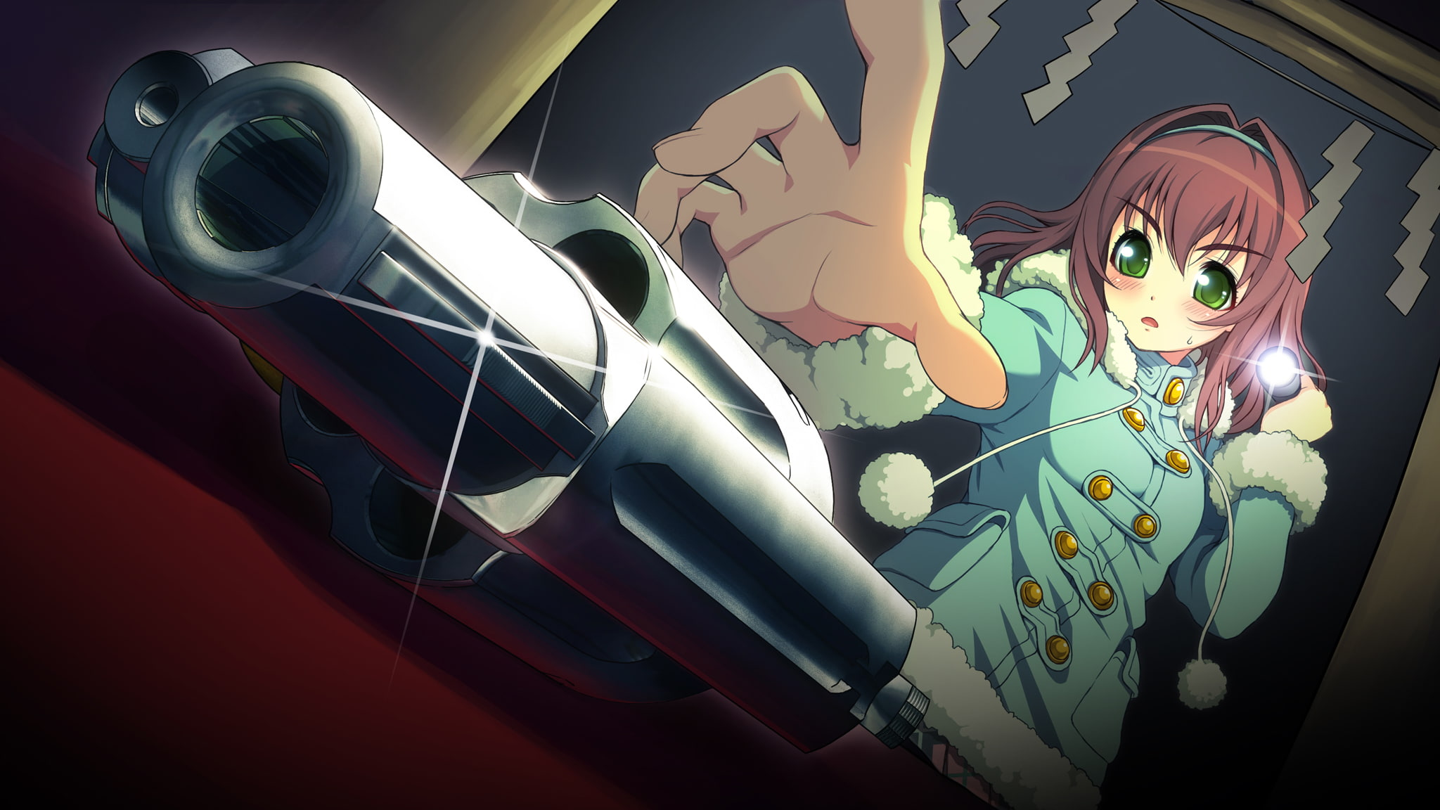 eyes, weapon, nitroplus, fujimi, tsuji, axanael, green, hair, game, santa, ena, 1080P, red, gun, HD Wallpaper