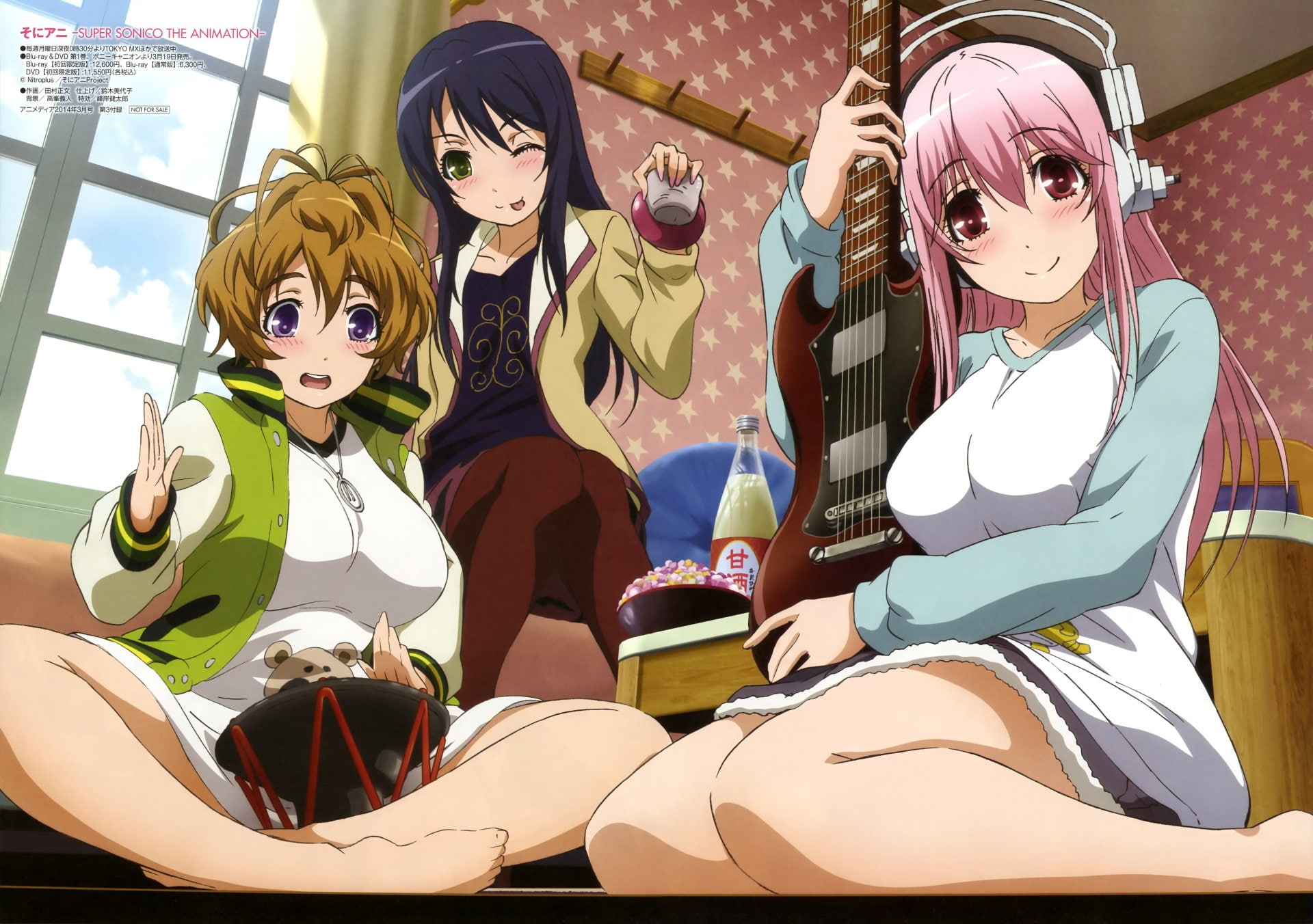 Super Sonico, 1080P, Fuuri Watanuki, Suzu Fujimi, Anime, HD Wallpaper