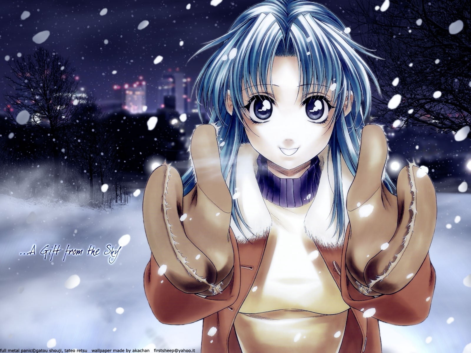 computer Graphic, celebration, no people, star - Space, season, beauty, smiling, haired, snowing, girl, portrait, anime, art and craft, human Face, female, HD Wallpaper