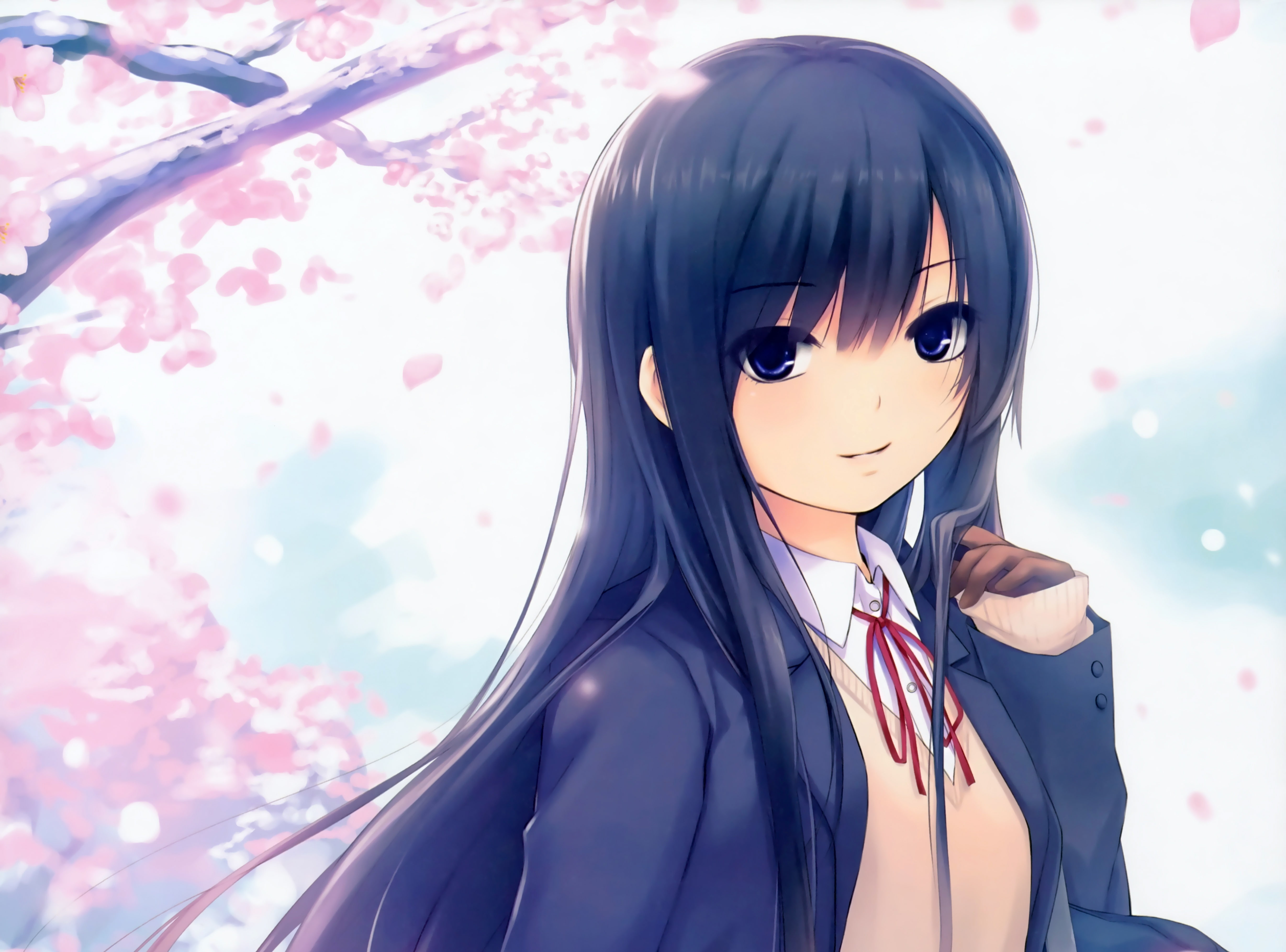 kizoku, girl, coffee, 4K, sakura, HD Wallpaper