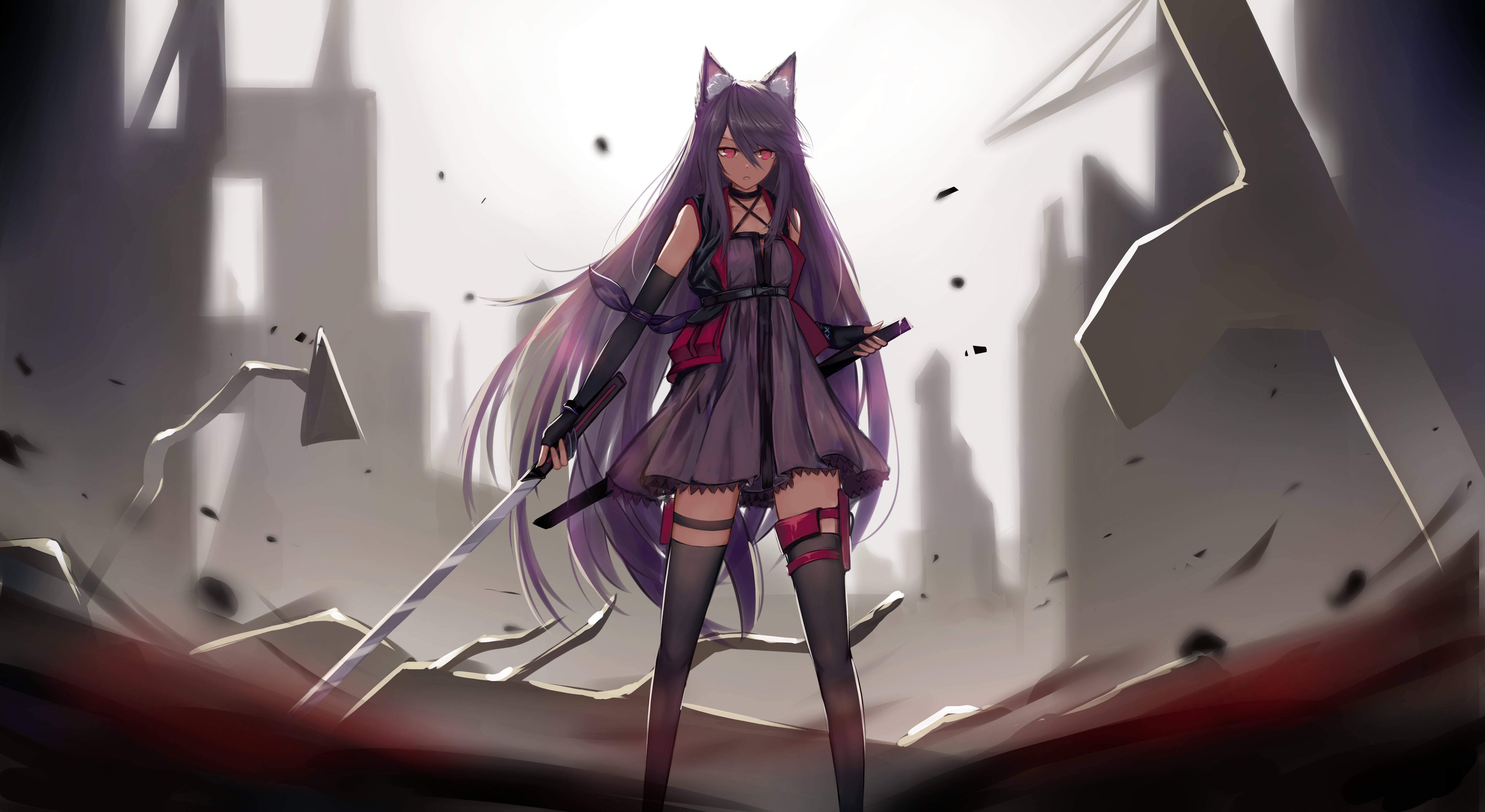 Arknights, 5K, Girl, Sword, Video Game, Cat Girl, HD Wallpaper
