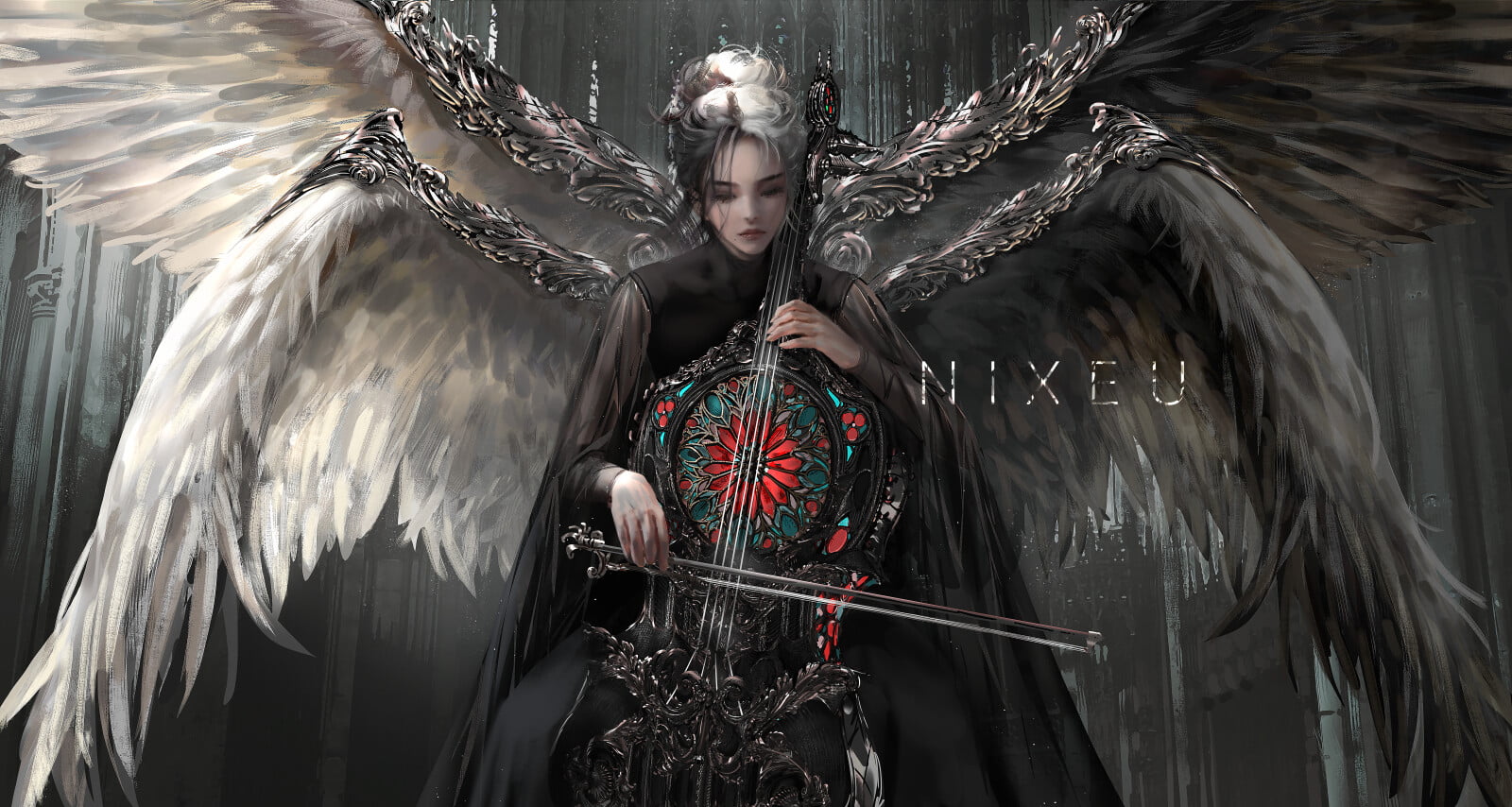 ArtStation, fantasy girl, Nixeu, angel, digital art, 720P, HD Wallpaper