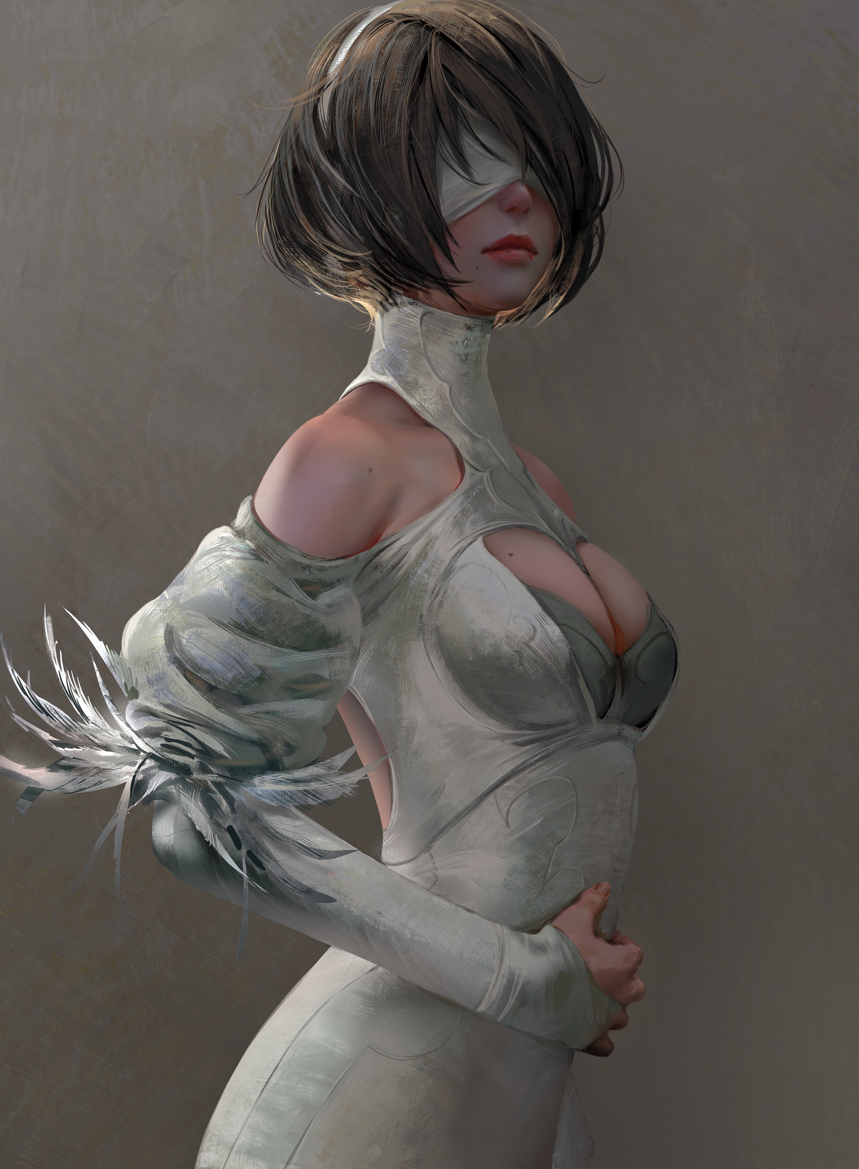 brunette, drawing, illustration, short hair, digital art, artwork, fantasy art, fan art, fantasy girl, women, 4K, Nixeu, Phone HD Wallpaper