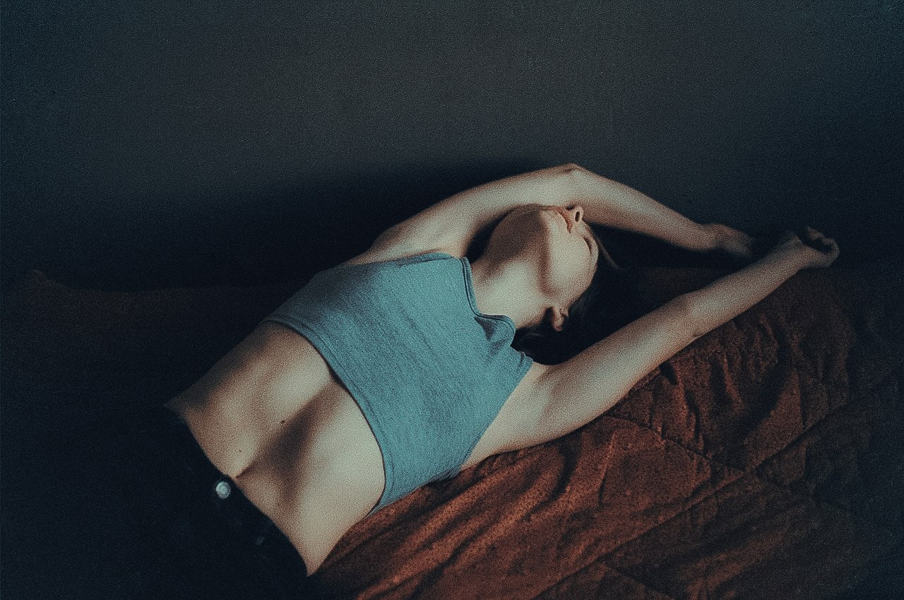 lifestyles, casual clothing, one person, Marina Sarycheva, model, clothing, beautiful woman, Elya Petrova, lying on back, real people, Chill Out, bare shoulders, HD Wallpaper