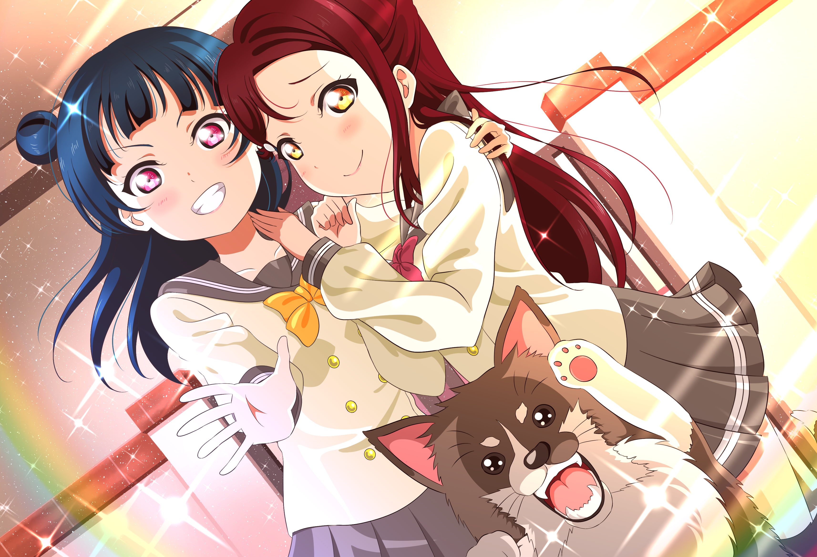 Anime, Love Live! Sunshine!!, Yoshiko Tsushima, Riko Sakurauchi, 2K, HD Wallpaper