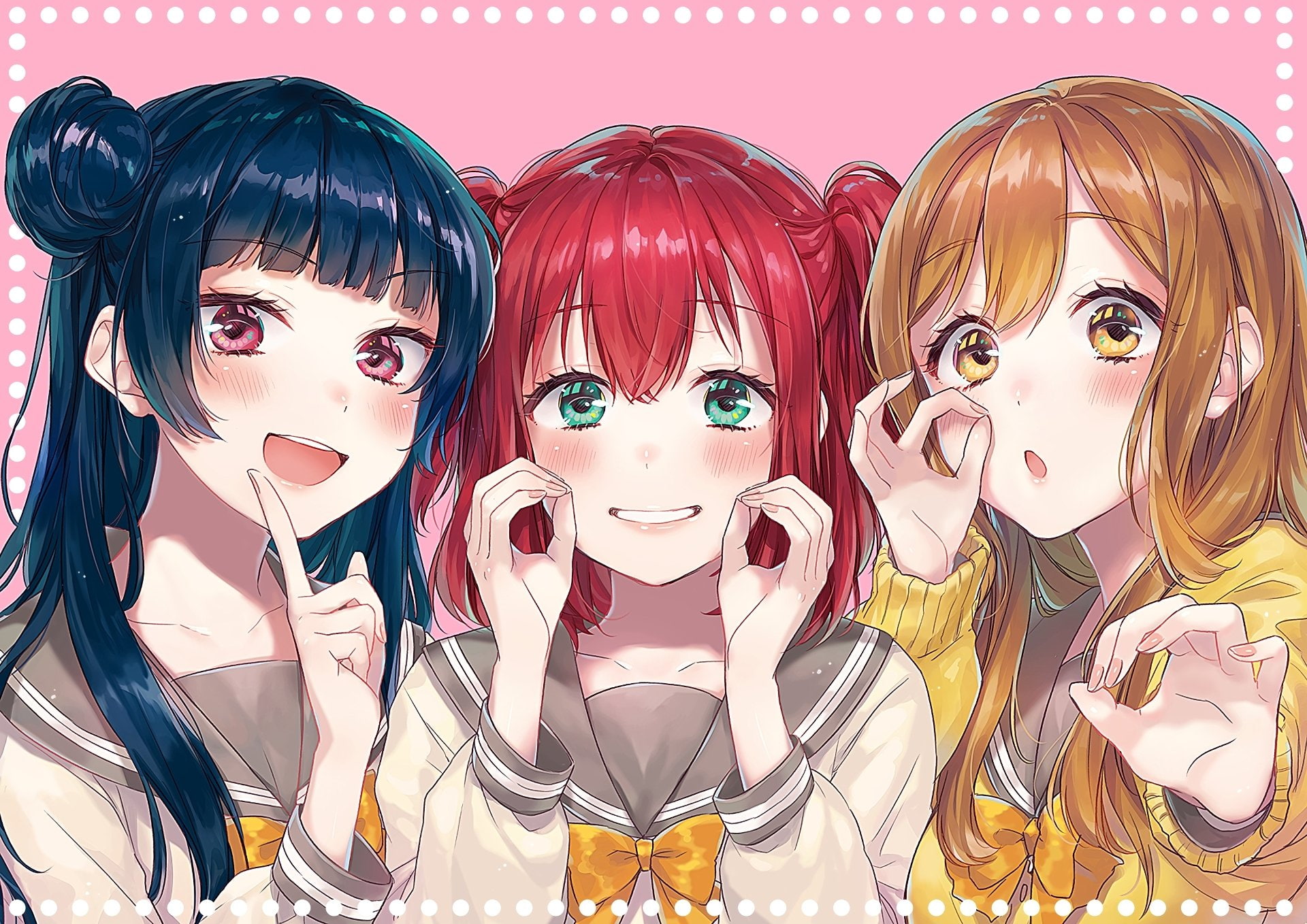 Love Live! Sunshine!!, Yoshiko Tsushima, 1080P, Anime, Ruby Kurosawa, Hanamaru Kunikida, HD Wallpaper