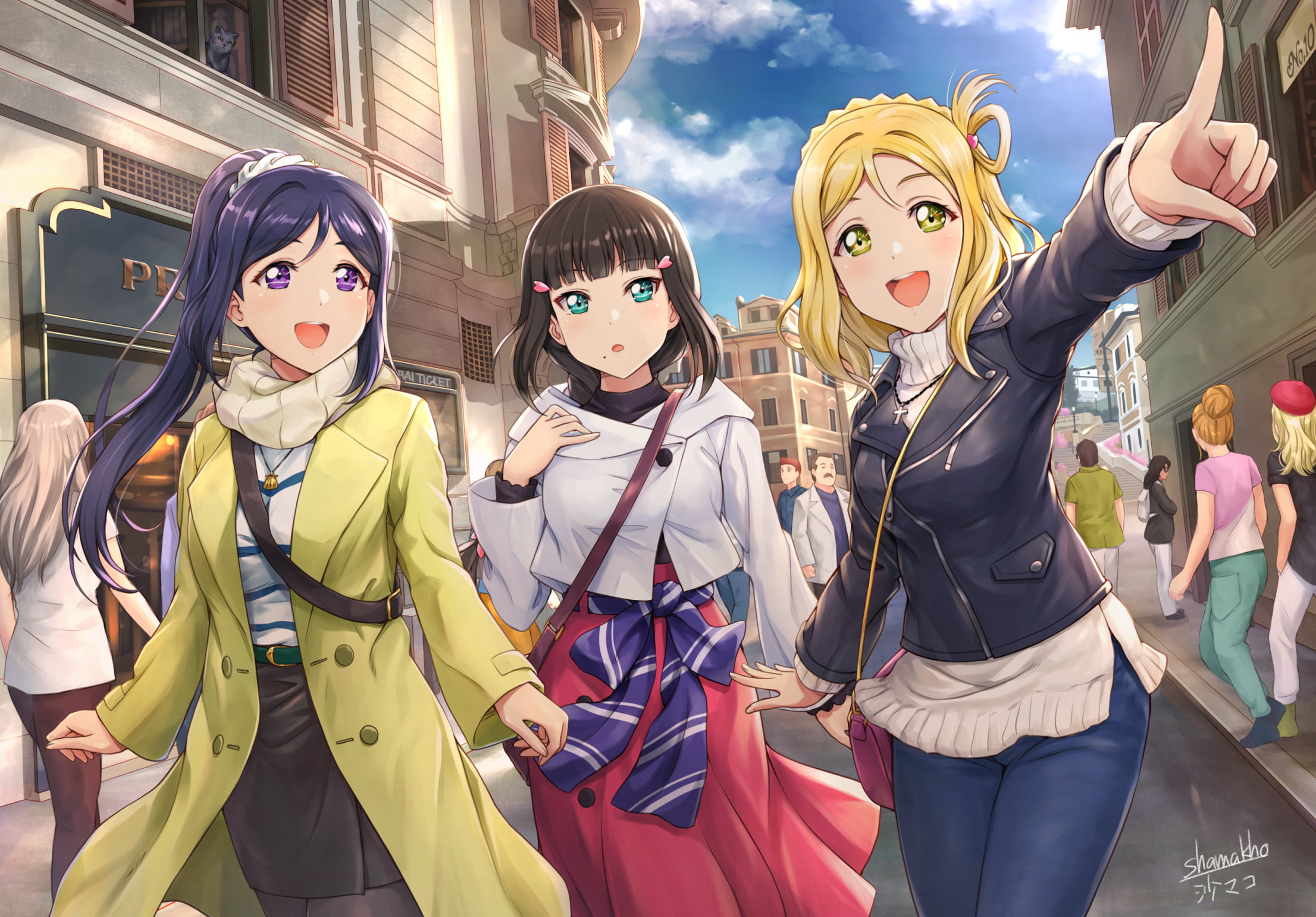 Dia Kurosawa, 1080P, Kanan Matsuura, Anime, Mari Ohara, Love Live! Sunshine!!, HD Wallpaper