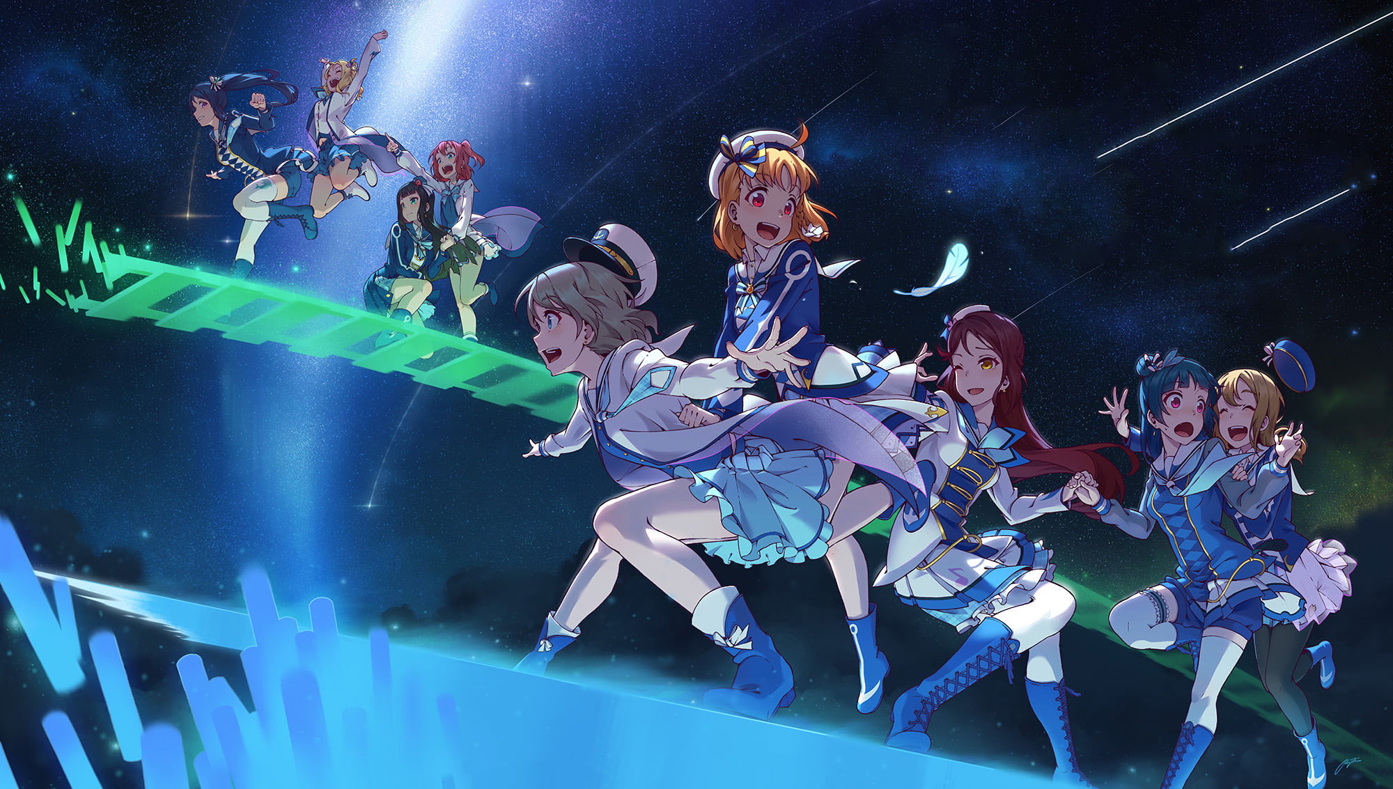 Ruby Kurosawa, Chika Takami, Dia Kurosawa, Hanamaru Kunikida, Love Live! Sunshine!!, 1080P, Yoshiko Tsushima, Riko Sakurauchi, You Watanabe, Mari Ohara, HD Wallpaper