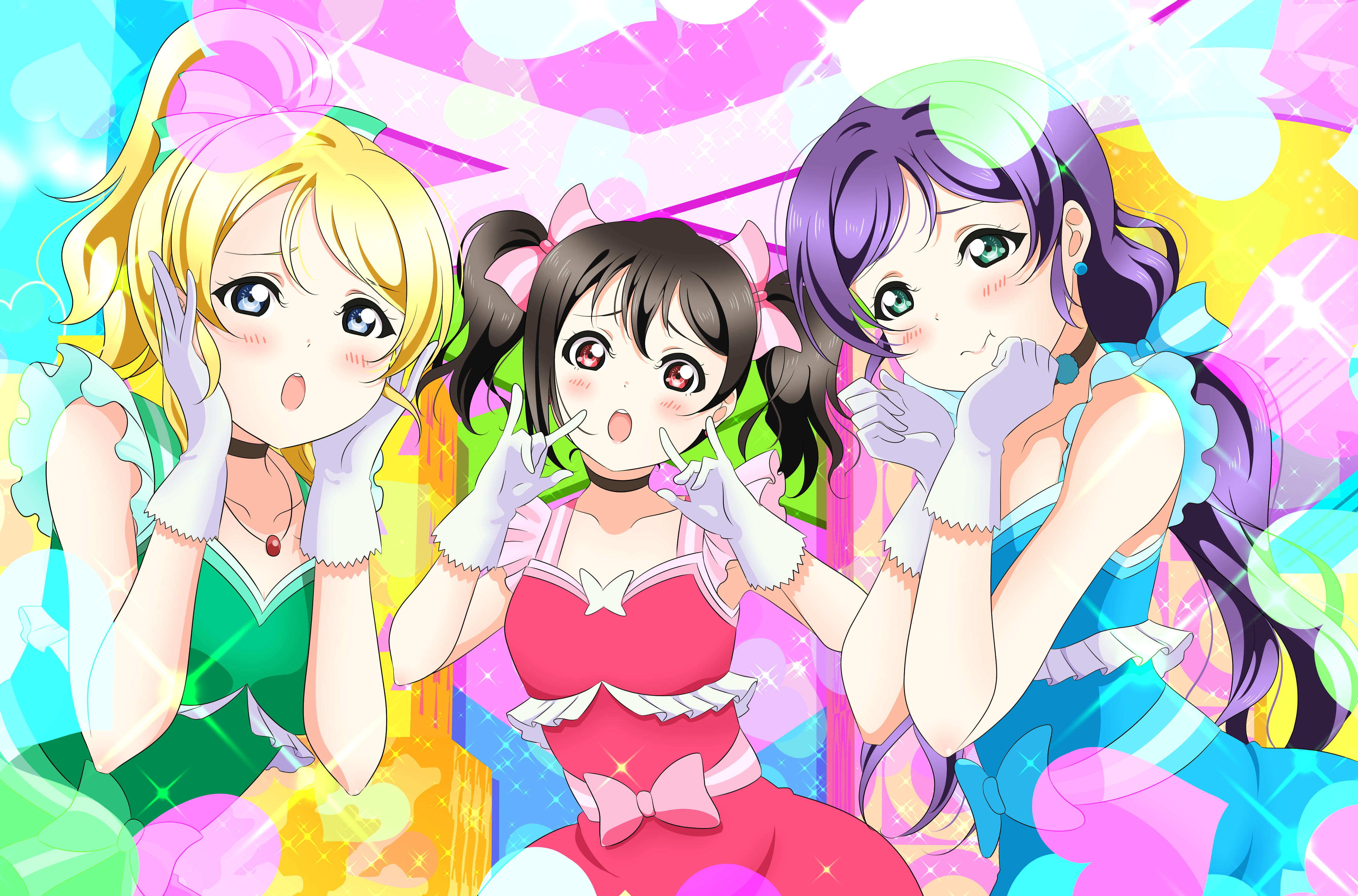 Anime, 4K, Eri Ayase, Nico Yazawa, Love Live!, Nozomi Tojo, HD Wallpaper