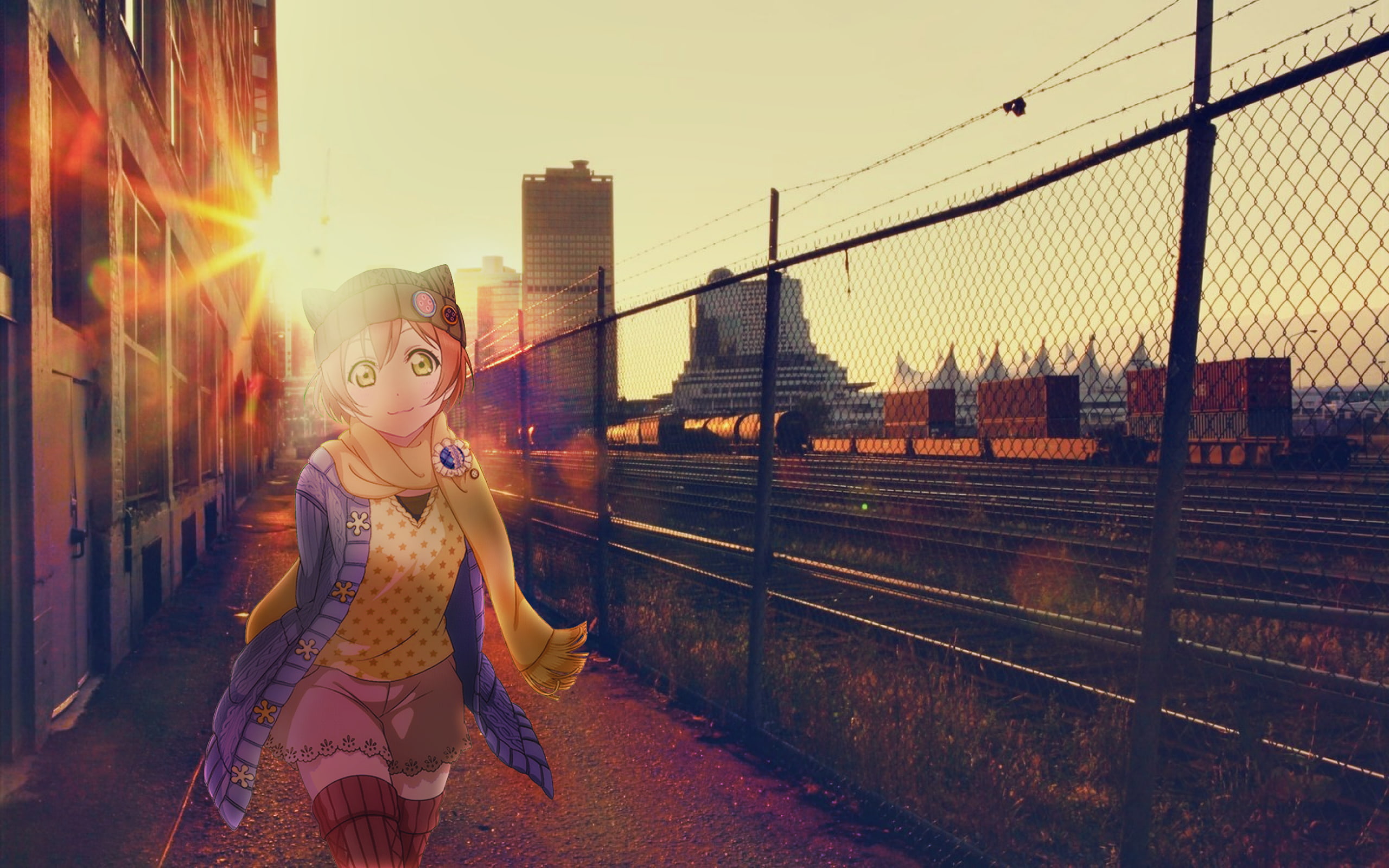 anime girls, 2K, cityscape, Hoshizora Rin, Love Live!, HD Wallpaper