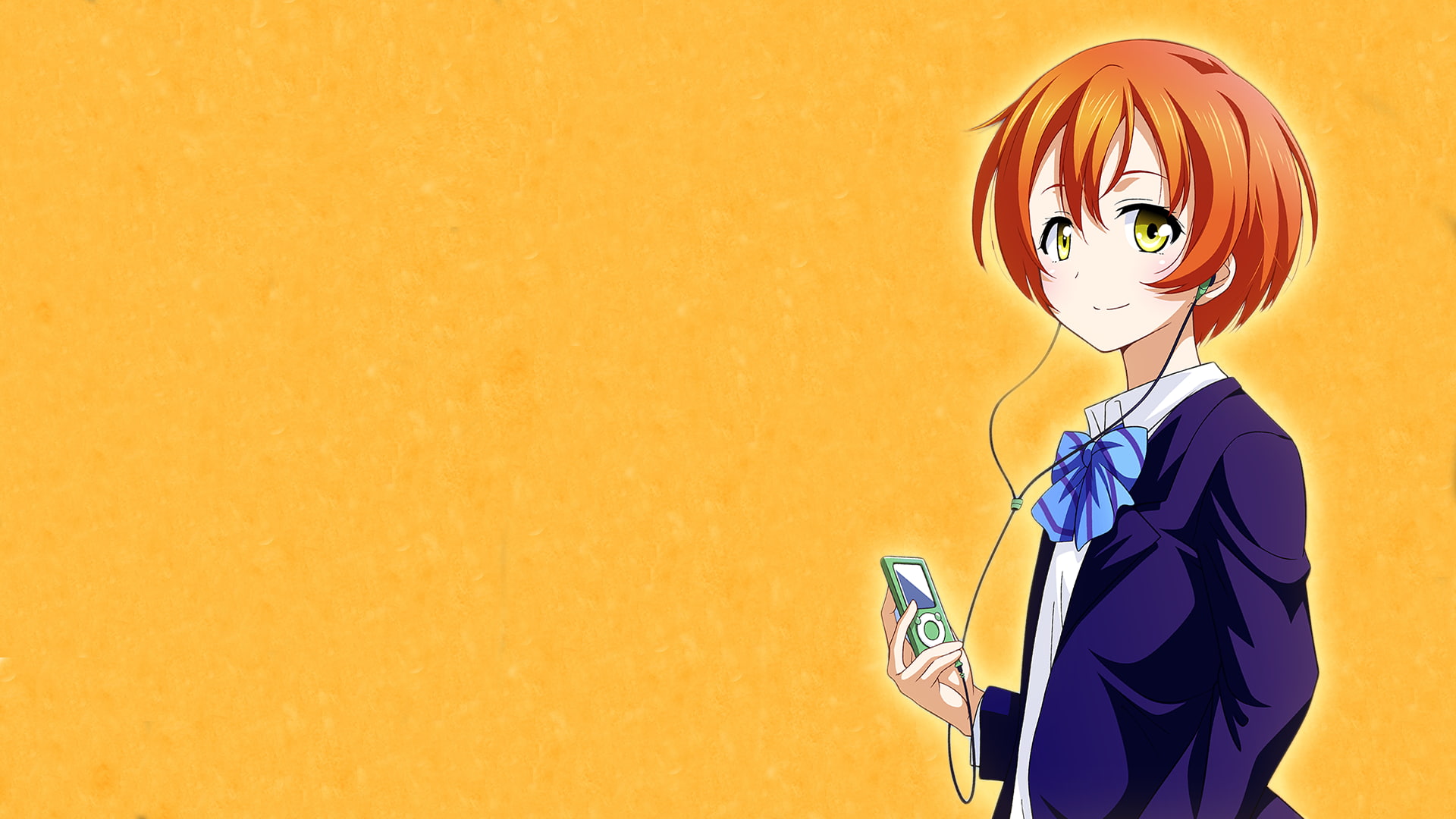 school uniform, 1080P, Love Live!, short hair, Hoshizora Rin, anime, anime girls, redhead, HD Wallpaper