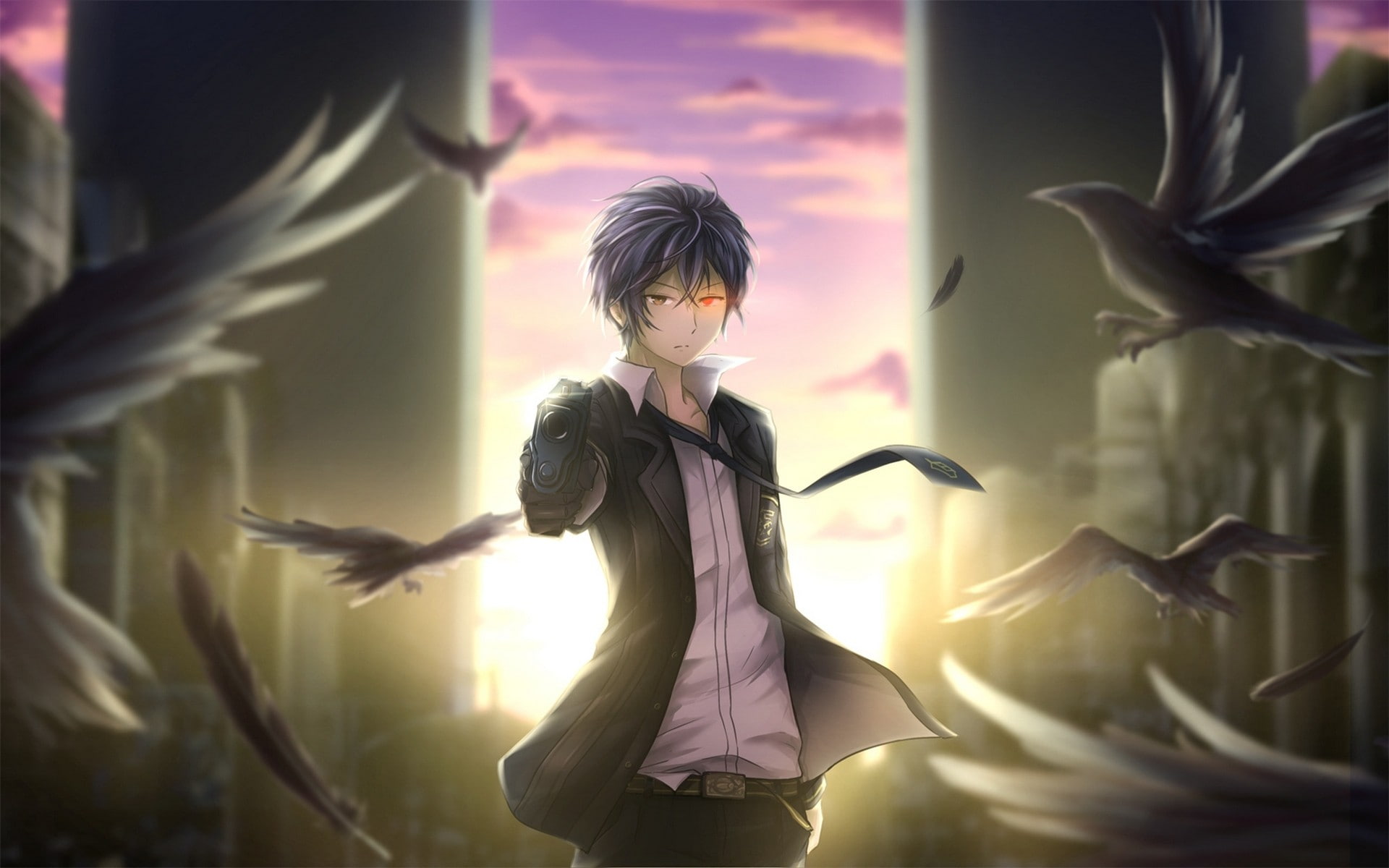 Black Bullet, 1080P, birds, Rentaro Satomi, HD Wallpaper