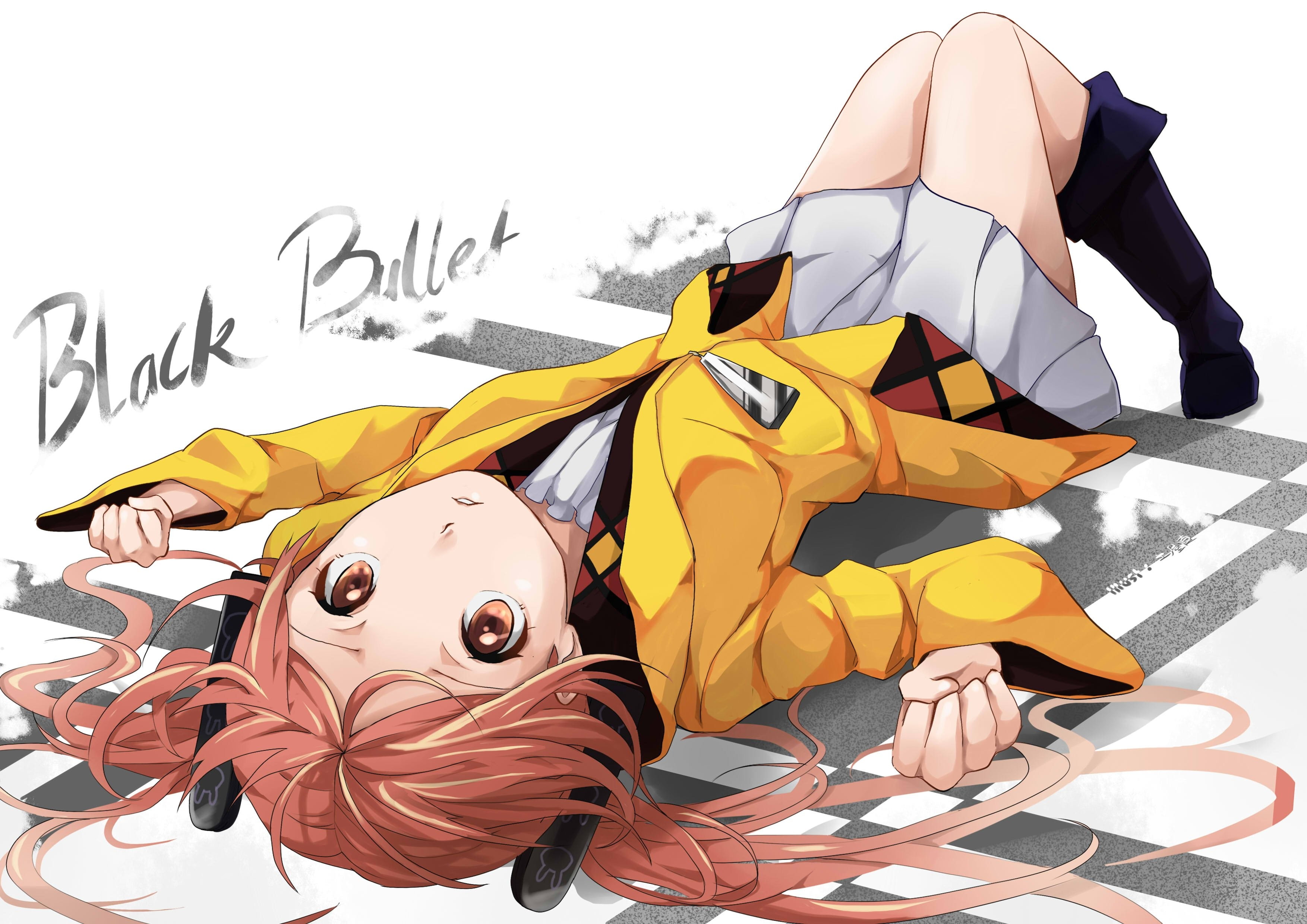 front view, 2K, creativity, lifestyles, Black Bullet, sunlight, western script, day, art and craft, human representation, anime, stage, representation, HD Wallpaper