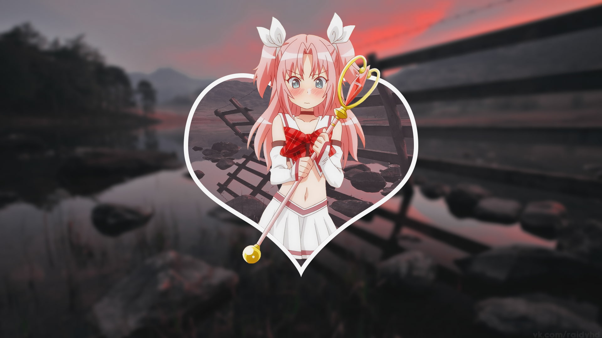 day, hanging, craft, nature, outdoors, picture-in-picture, toy, sky, festival, creativity, anime, anime girls, transportation, red, Arikawa Hime, 1080P, HD Wallpaper