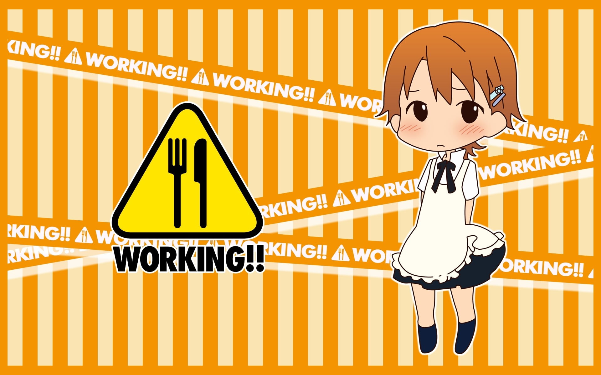 offspring, anime girls, industry, girls, education, childhood, Working!!, striped, Inami Mahiru, communication, nature, business, 1080P, architecture, HD Wallpaper