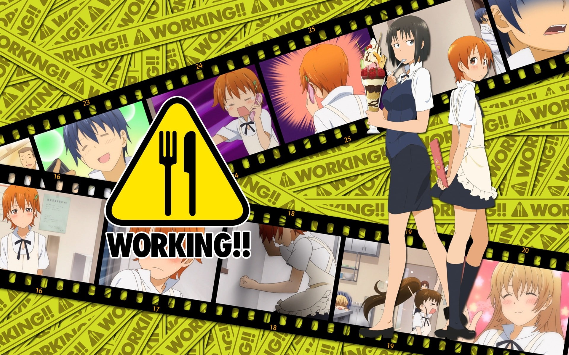 1080P, Shirafuji Kyouko, anime girls, Working!!, Inami Mahiru, HD Wallpaper