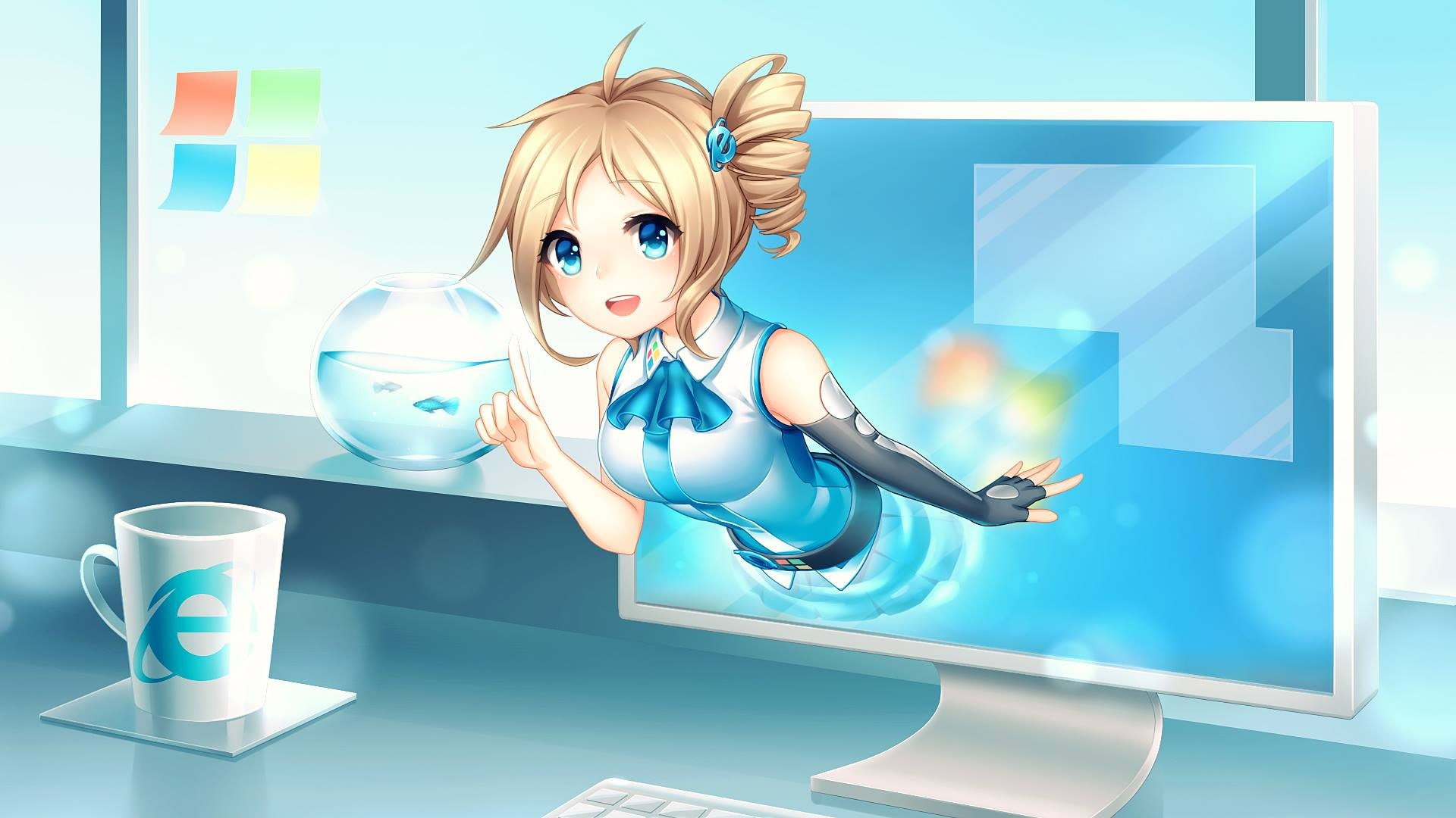 anime girls, os-tan, 1080P, Aizawa Inori, Internet Explorer, anime, HD Wallpaper