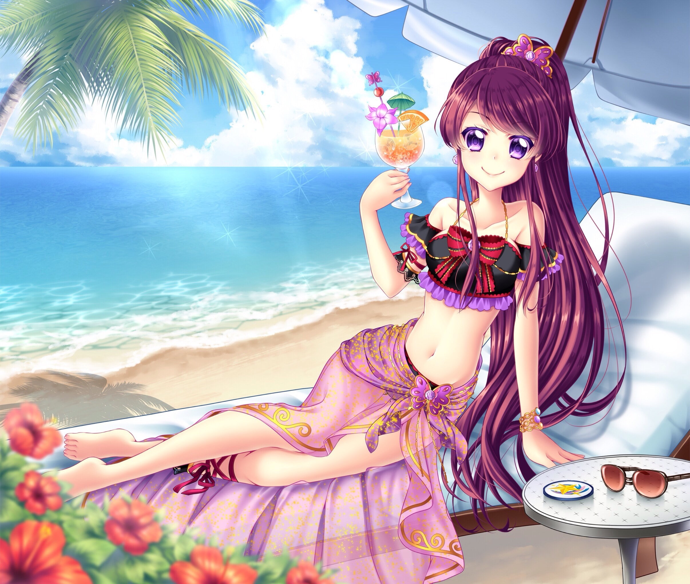 one person, young women, aikatsu, tree, nature, outdoors, tropical climate, plant, 1080P, water, clothing, women, day, sky, beauty, sea, beach, young adult, HD Wallpaper