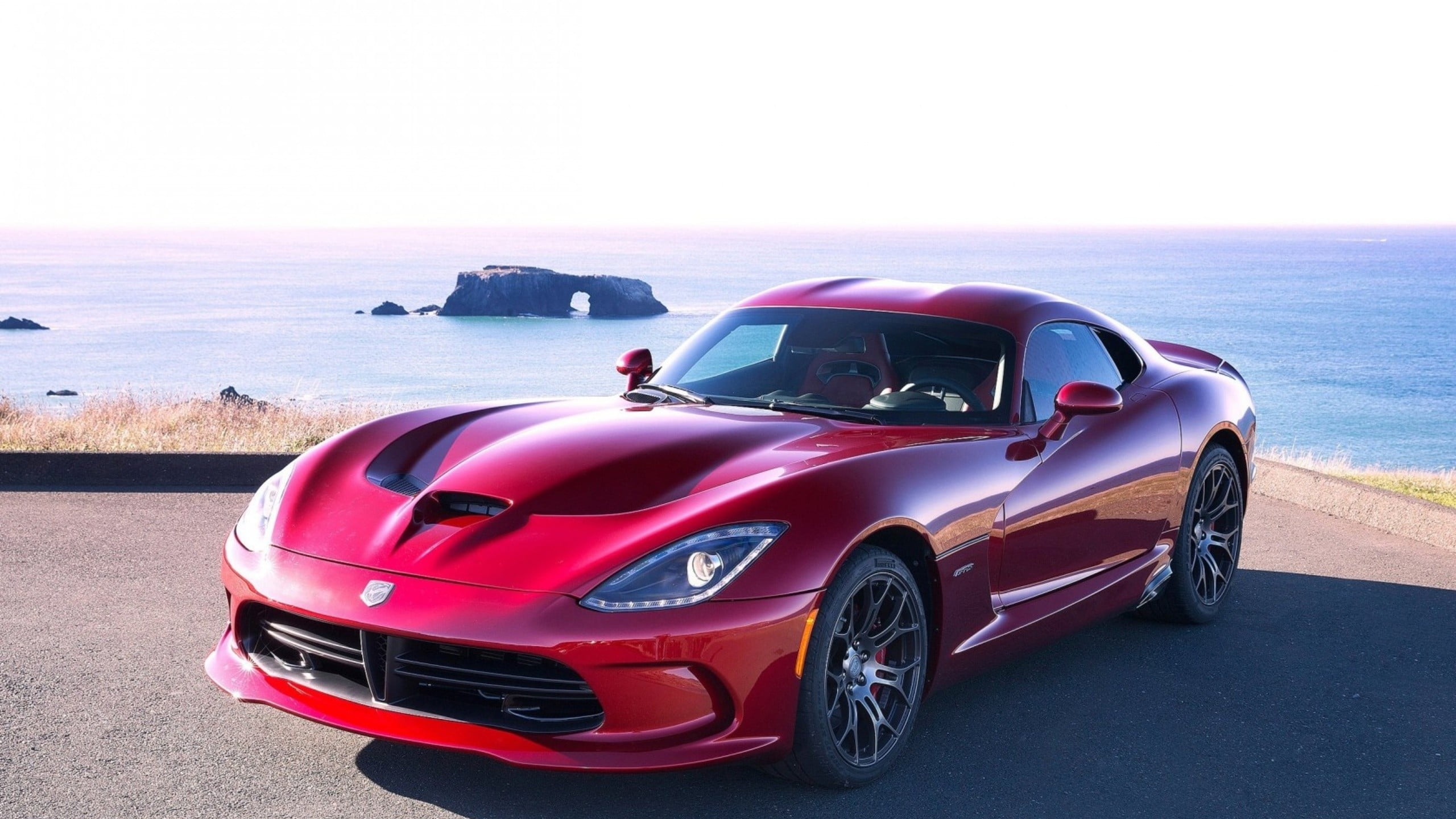 coupe, horizon, transportation, scenics - nature, Dodge Viper, day, land, beach, 2K, viper, dodge, luxury, mode of transportation, convertible, retro styled, HD Wallpaper
