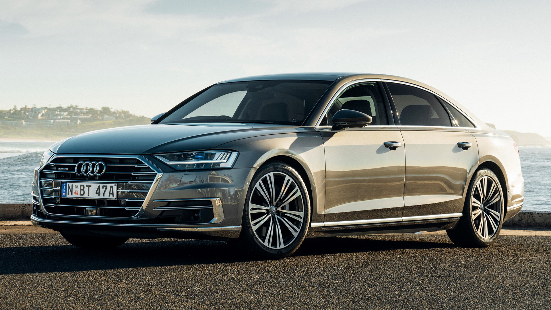 Audi A8 L, Luxury Car, Full-Size Car, Audi, Audi A8, Car, Sedan, 1080P, Silver Car, HD Wallpaper