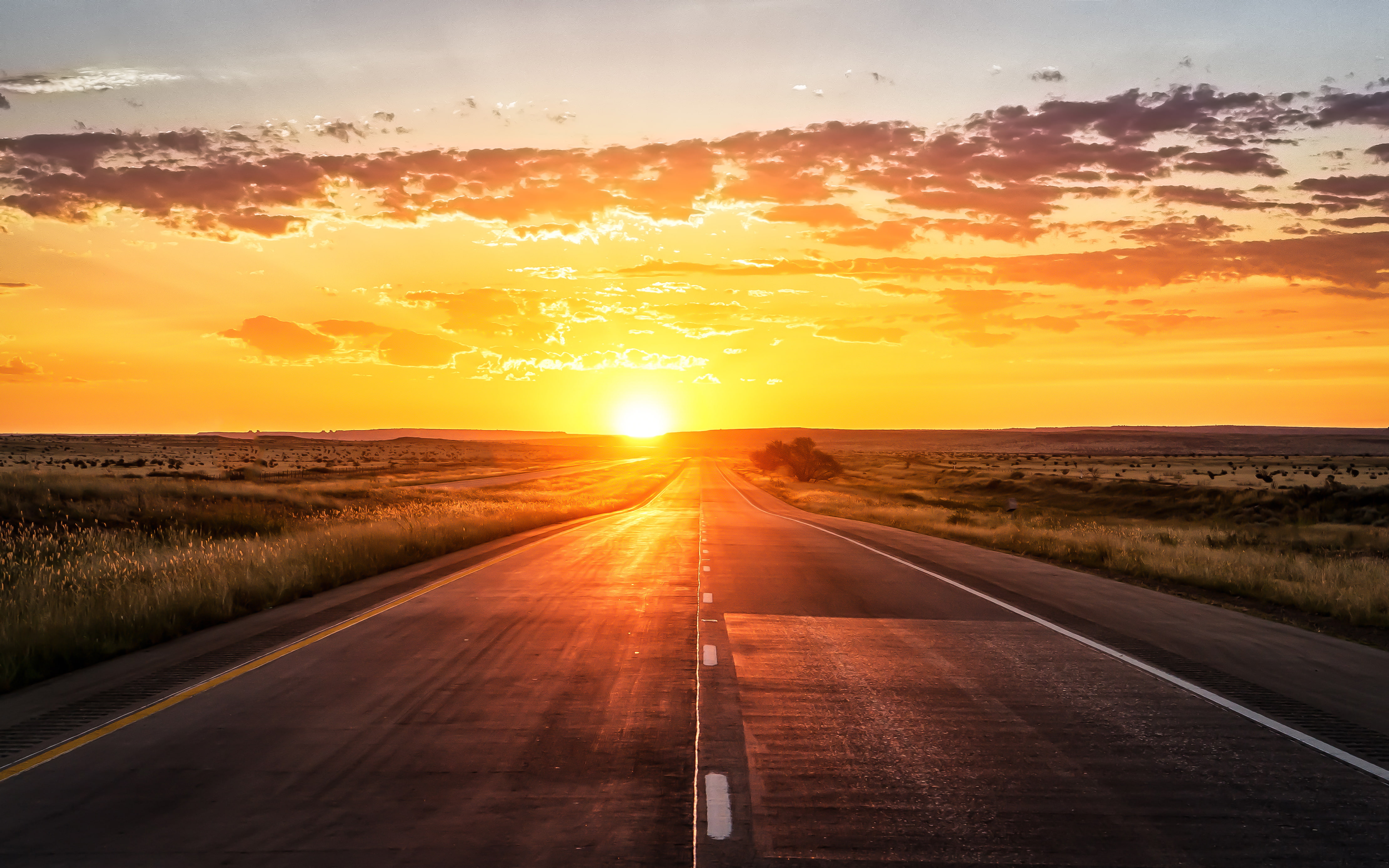 4K, Sunset, Highway, 4K, HD Wallpaper