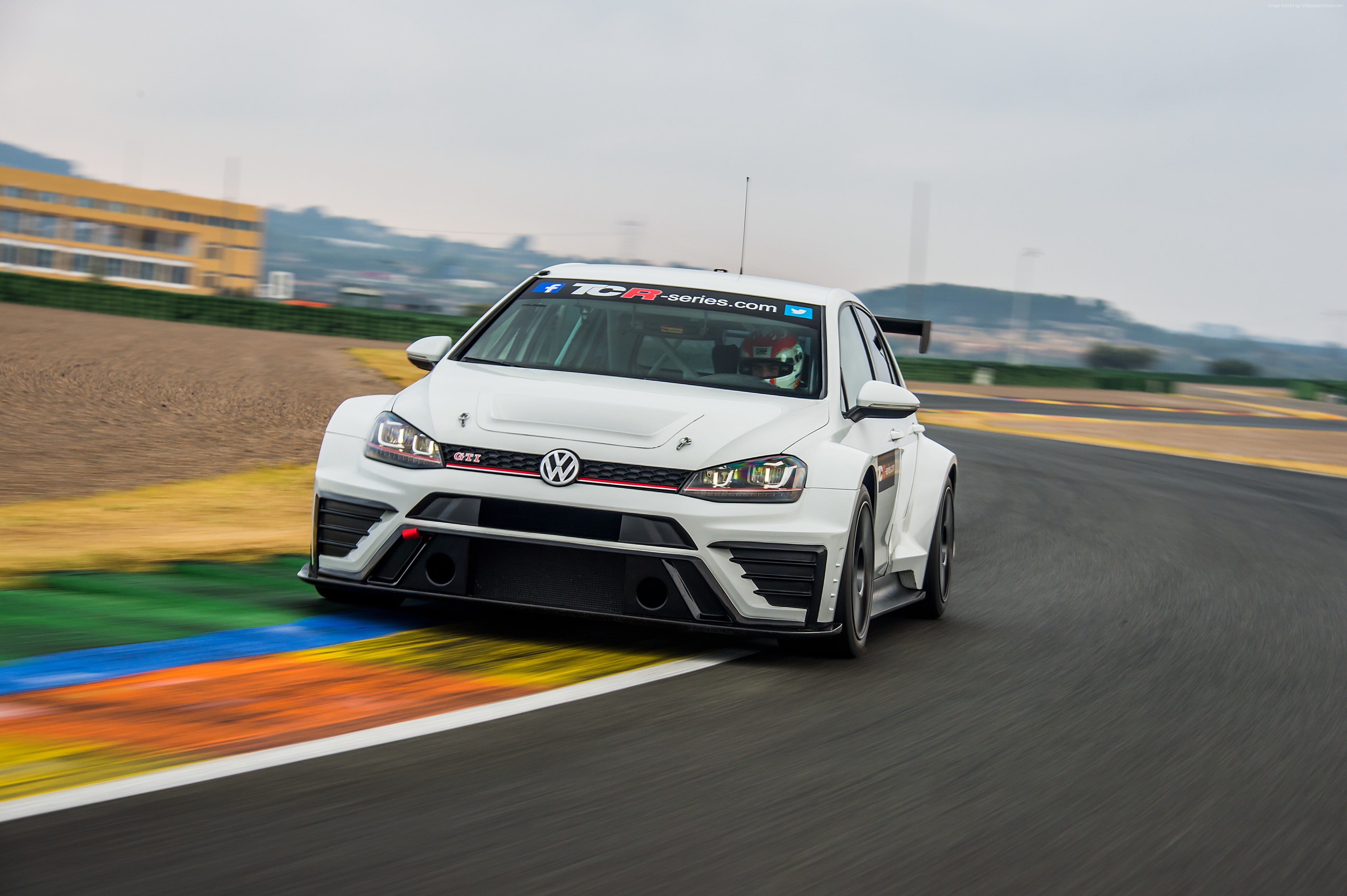 white, race car, 4K, Volkswagen Golf GTI TCR, HD Wallpaper