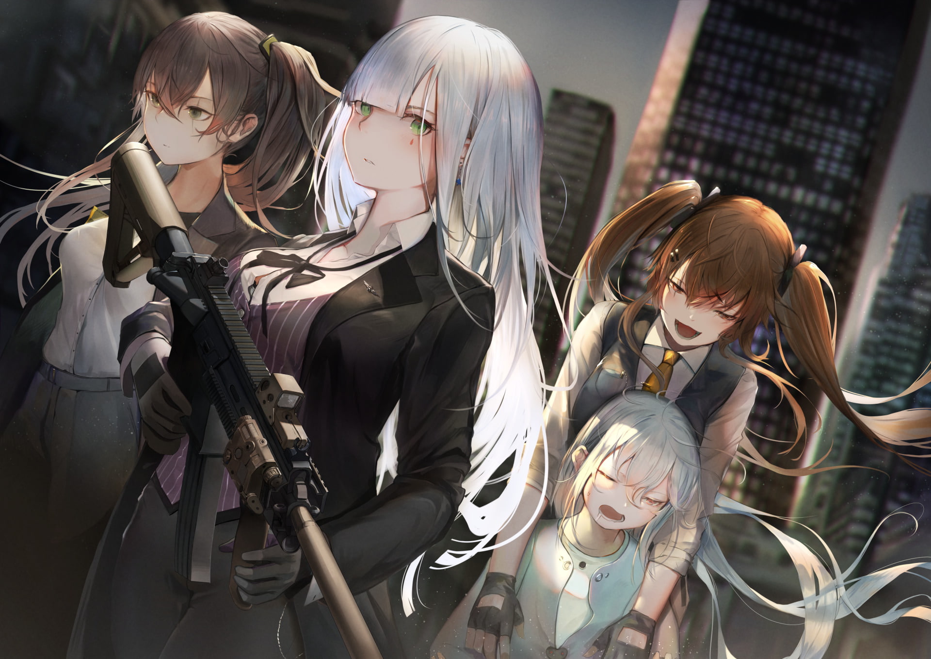 G11 (Girls Frontline), UMP9 (Girls Frontline), HK416 (Girls Frontline), Girls Frontline, UMP45 (Girls Frontline), Video Game, 1080P, HD Wallpaper
