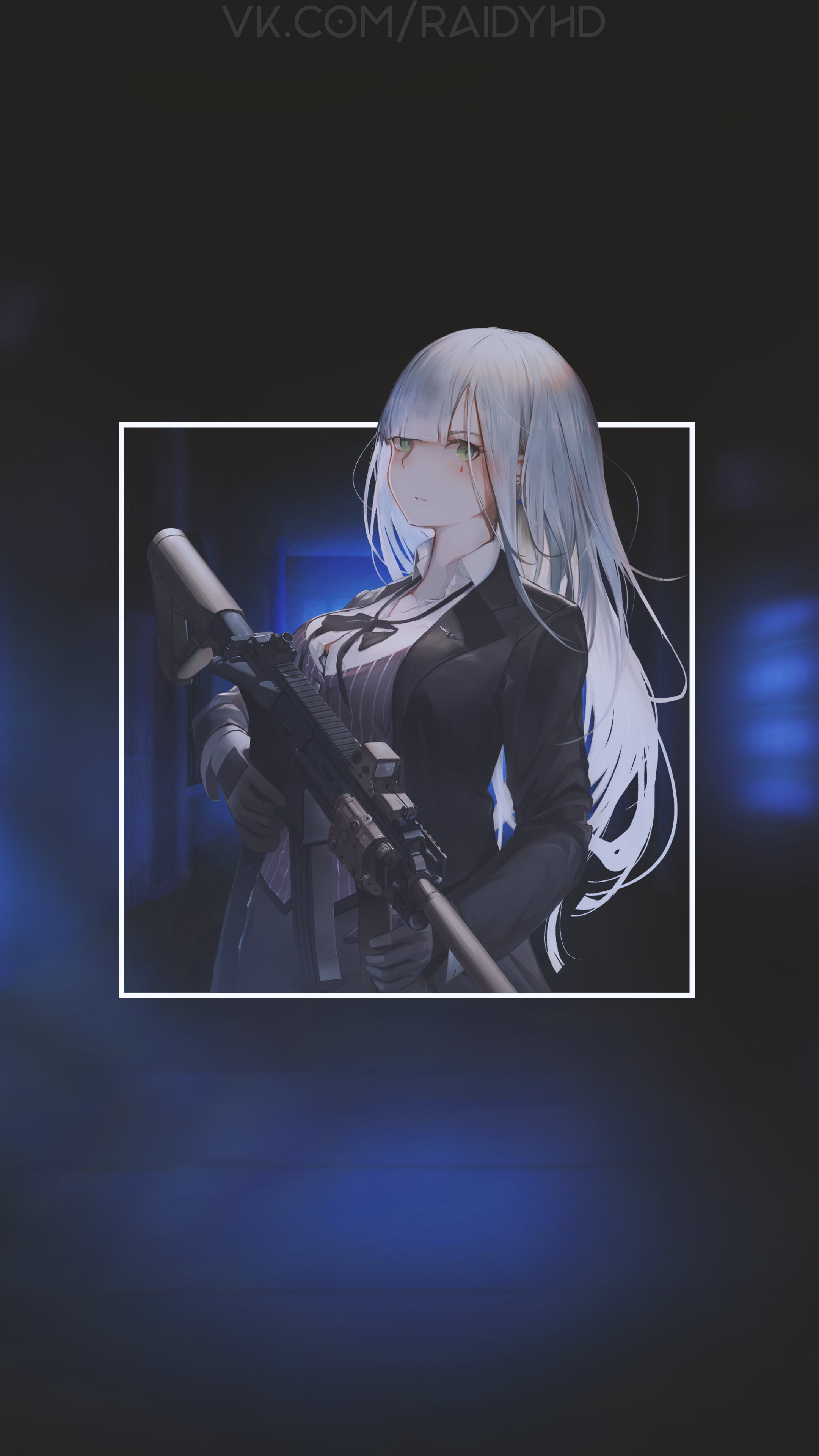HK416 (Girls Frontline), anime girls, 4K, HK416, picture-in-picture, anime, Girls Frontline, HK416 (Girls Frontline), Phone HD Wallpaper