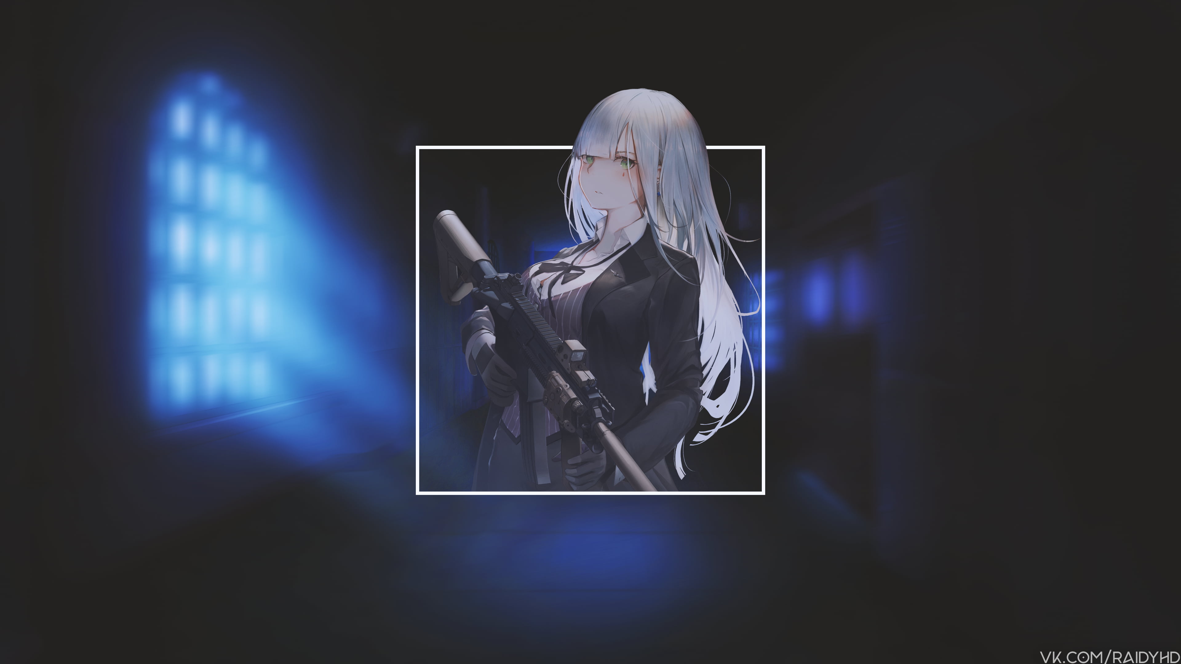 anime girls, HK416 (Girls Frontline), anime, 4K, picture-in-picture, HK416, HK416 (Girls Frontline), Girls Frontline, HD Wallpaper