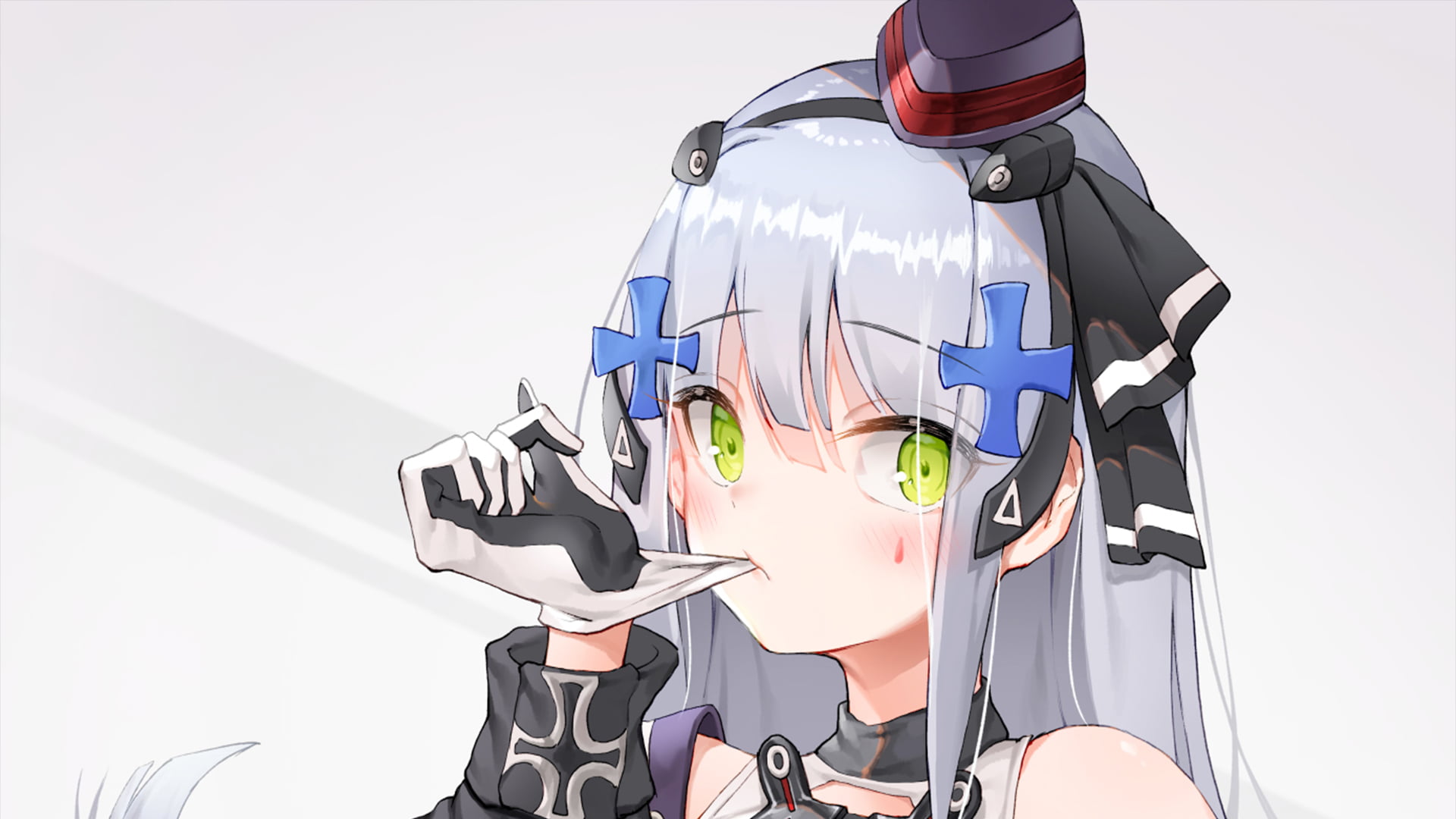 White Hair, HK416 (Girls Frontline), Long Hair, Video Game, Girls Frontline, Green Eyes, 1080P, HD Wallpaper