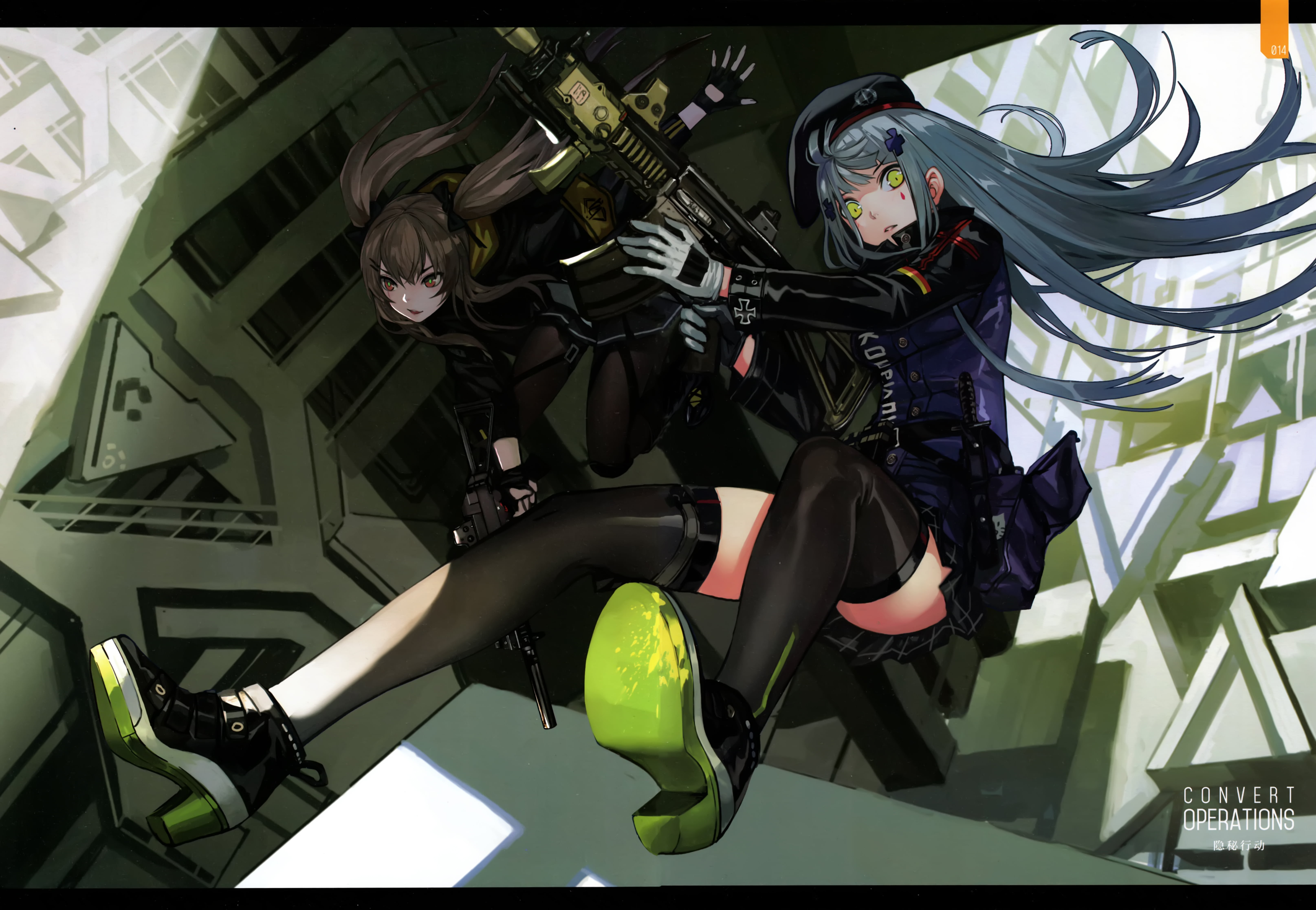 long hair, portrait, ponytail, anime girls, anime, weapon, 5K, open mouth, HK416 (Girls Frontline), brunette, portrait display, HK416 (Girls Frontline), HD Wallpaper