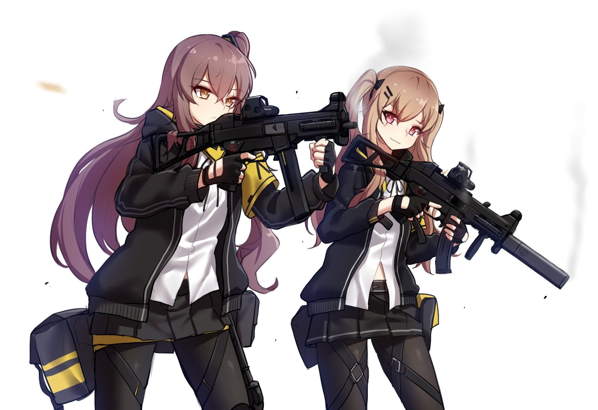 UMP9 (Girls Frontline), young adult, clothing, men, security, rifle, front view, nature, weapon, three quarter length, 1080P, studio shot, UMP45 (Girls Frontline), HD Wallpaper