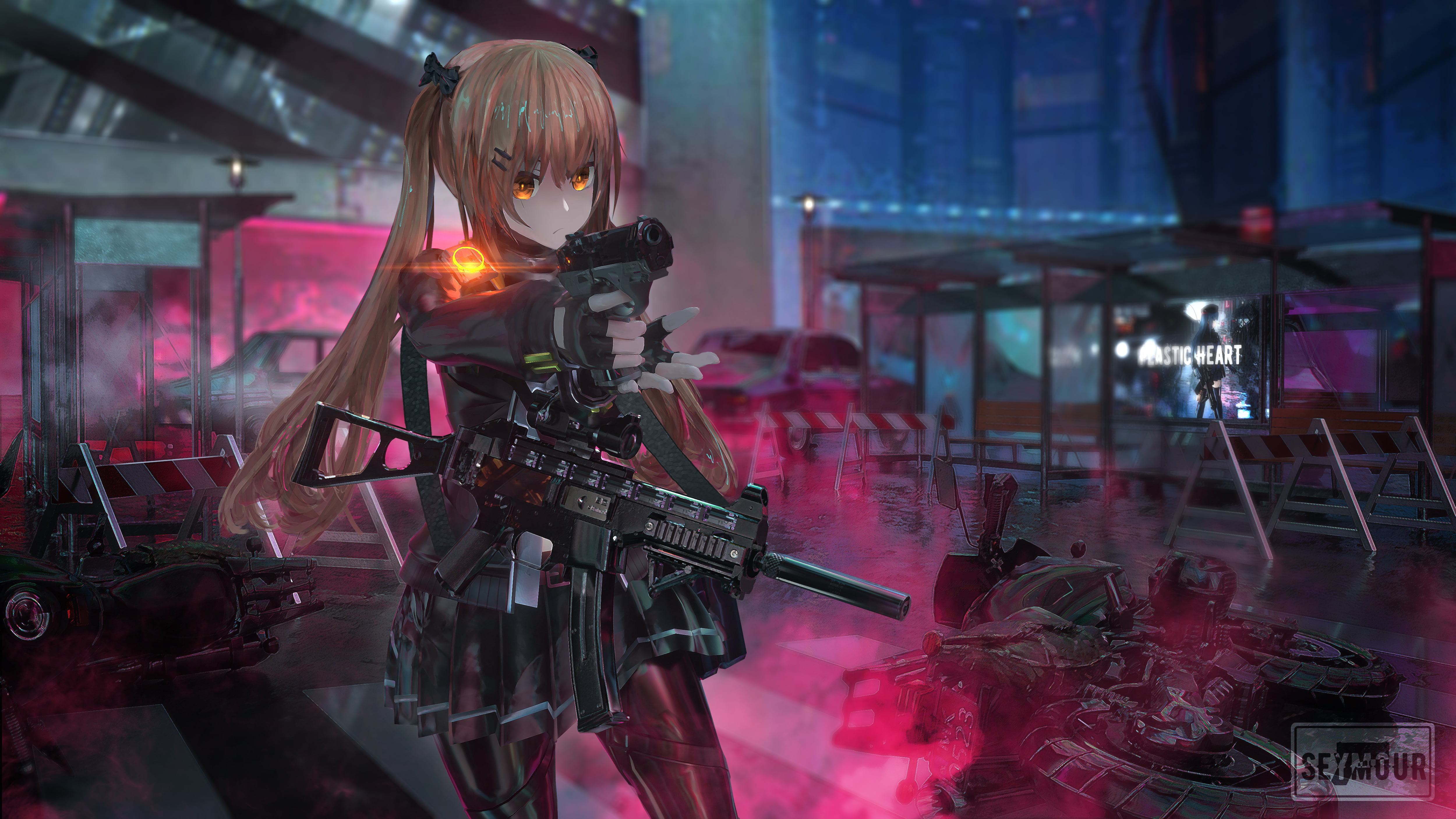 UMP9 (Girls Frontline), Seymour, anime, anime girls, 4K, Girls Frontline, HD Wallpaper